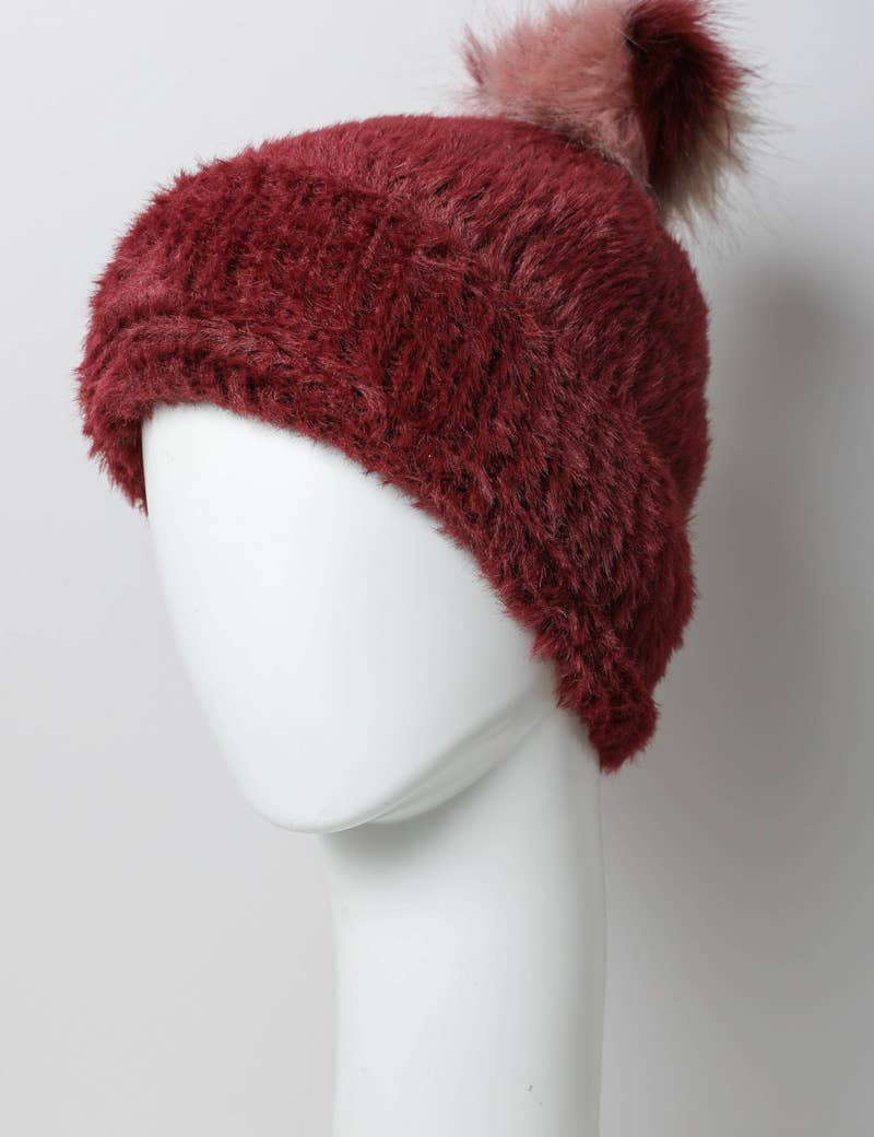 Plush Faux Mohair Knit Beanie