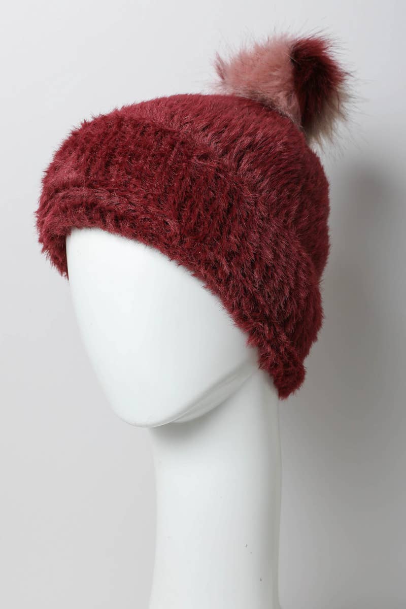 Plush Faux Mohair Knit Beanie