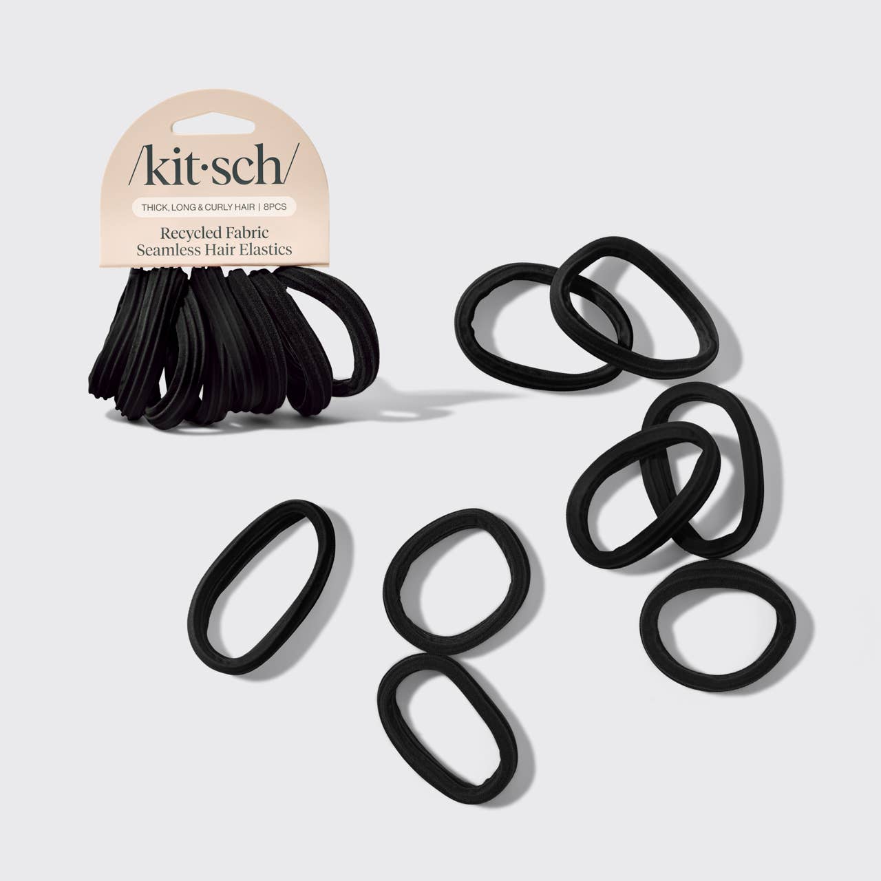 KITSCH The Recycled Seamless Hair Elastics 8pc Set- Black