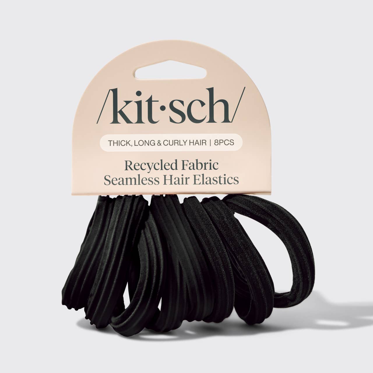KITSCH The Recycled Seamless Hair Elastics 8pc Set- Black