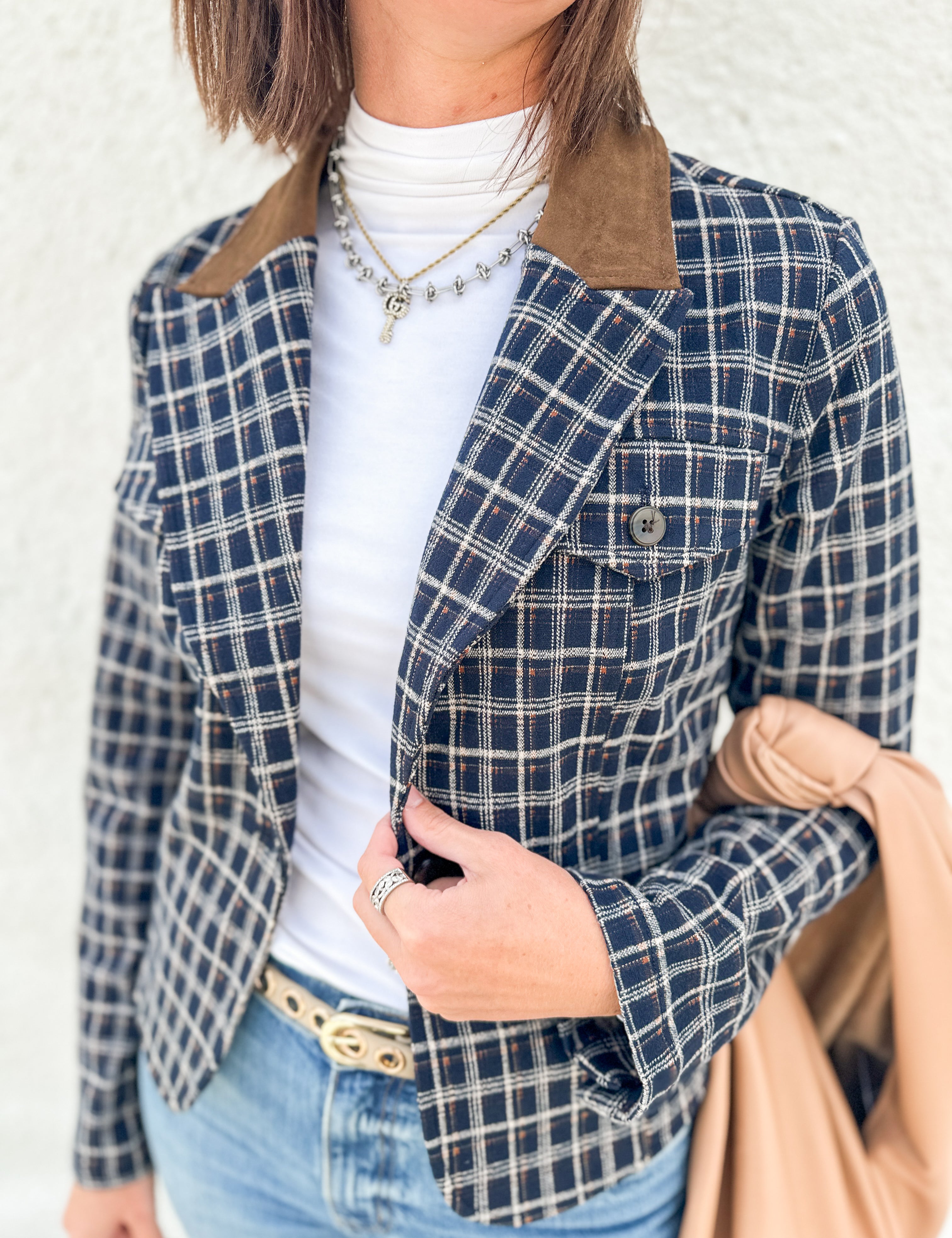 The Cropped Blazer with Suede Collar by Liverpool