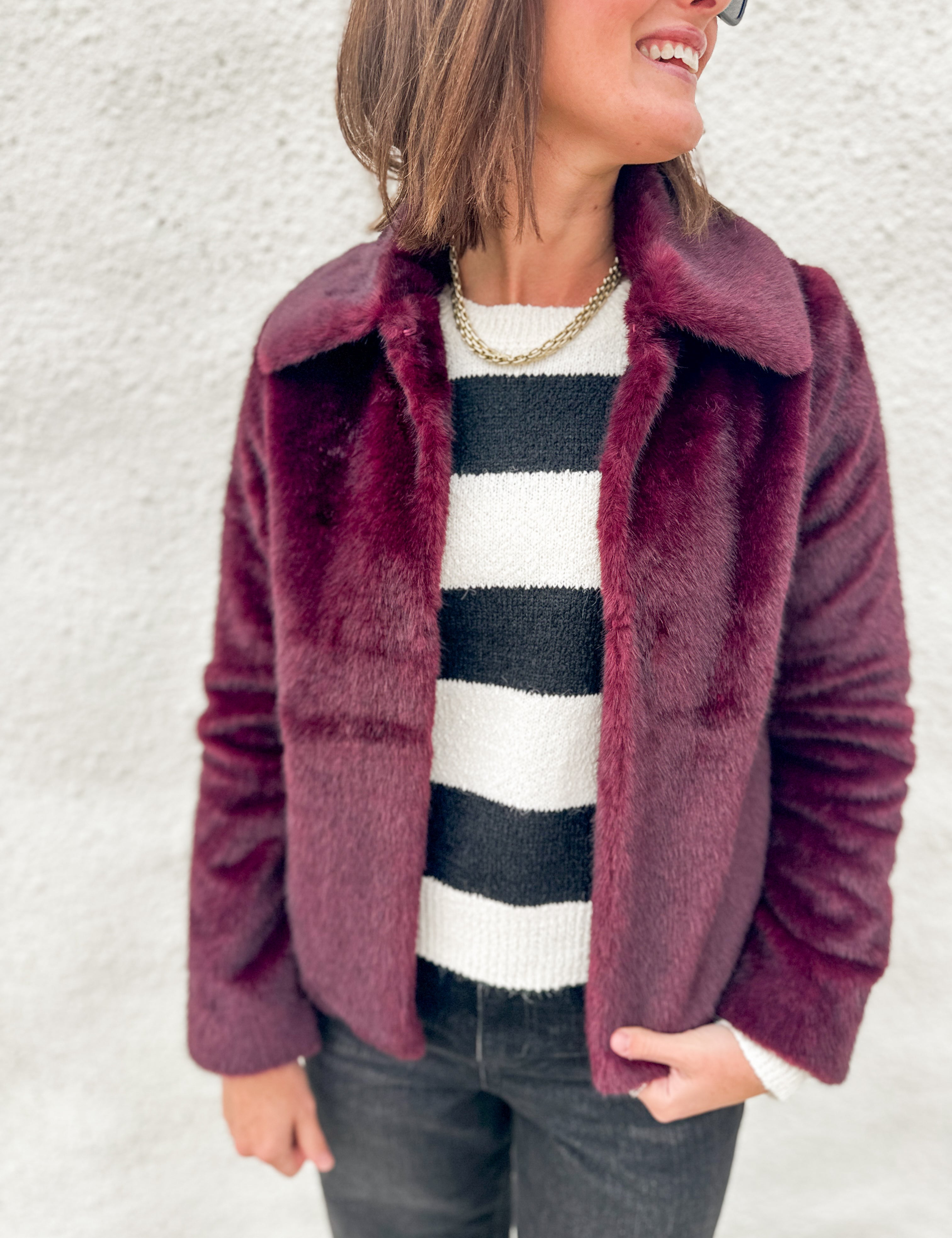 The Collared Faux Fur Jacket by Liverpool
