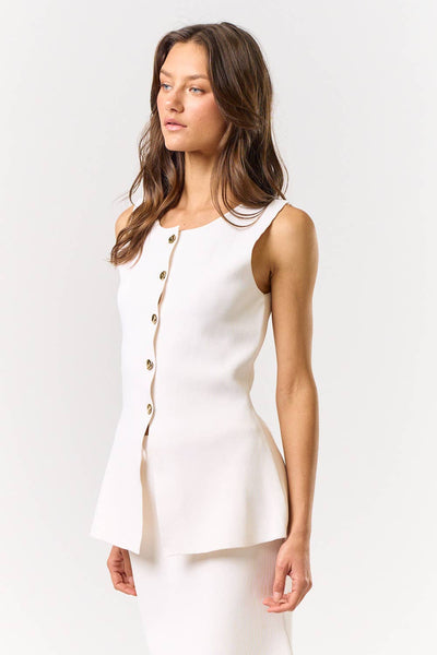 The Lara Sleeveless Button Down Top