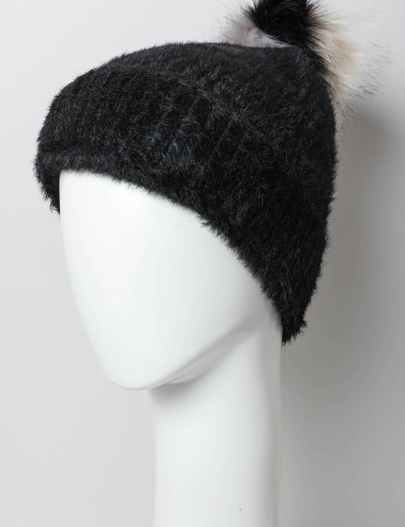 Plush Faux Mohair Knit Beanie
