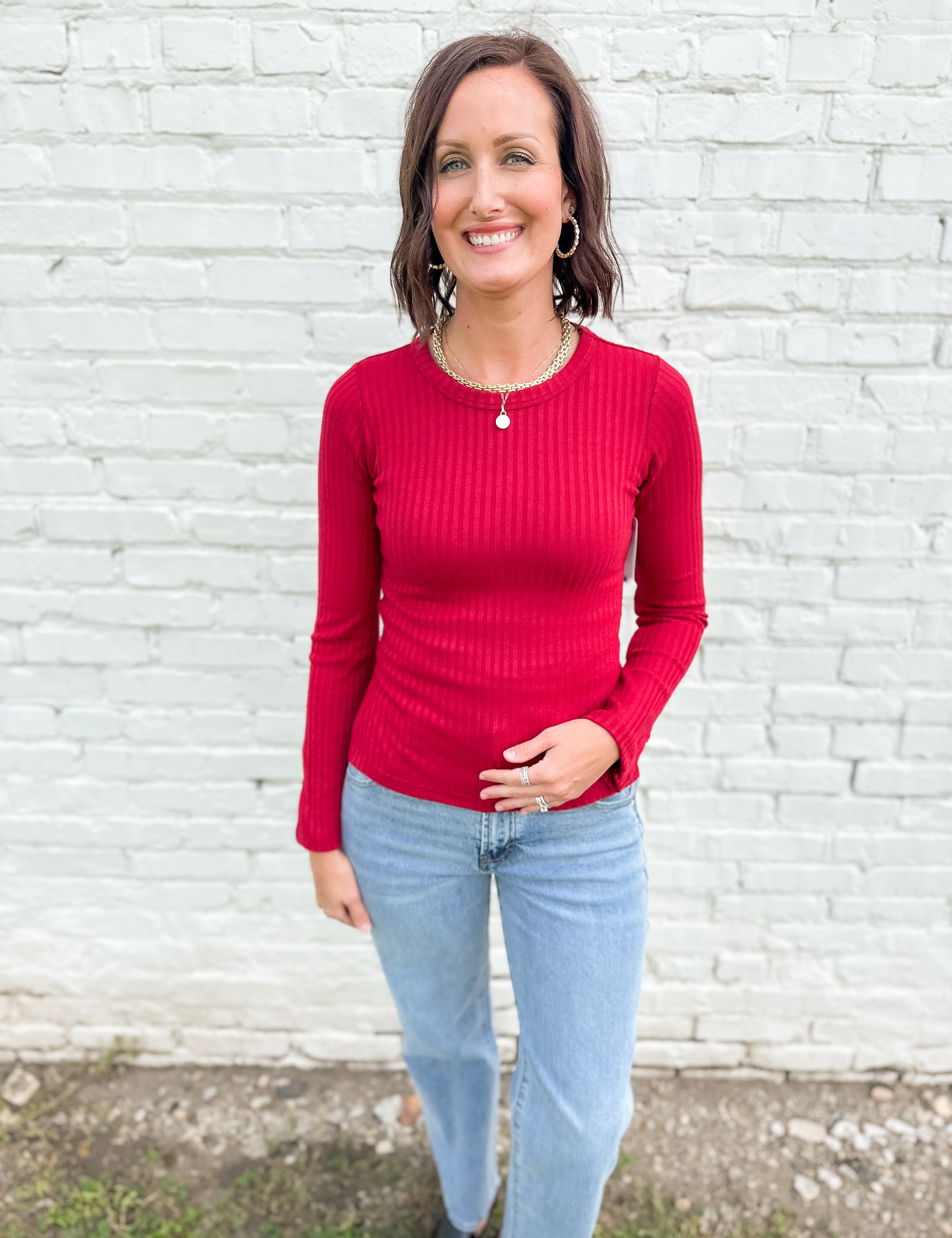 The Long Sleeve Scoop Neck Knit Top by Liverpool