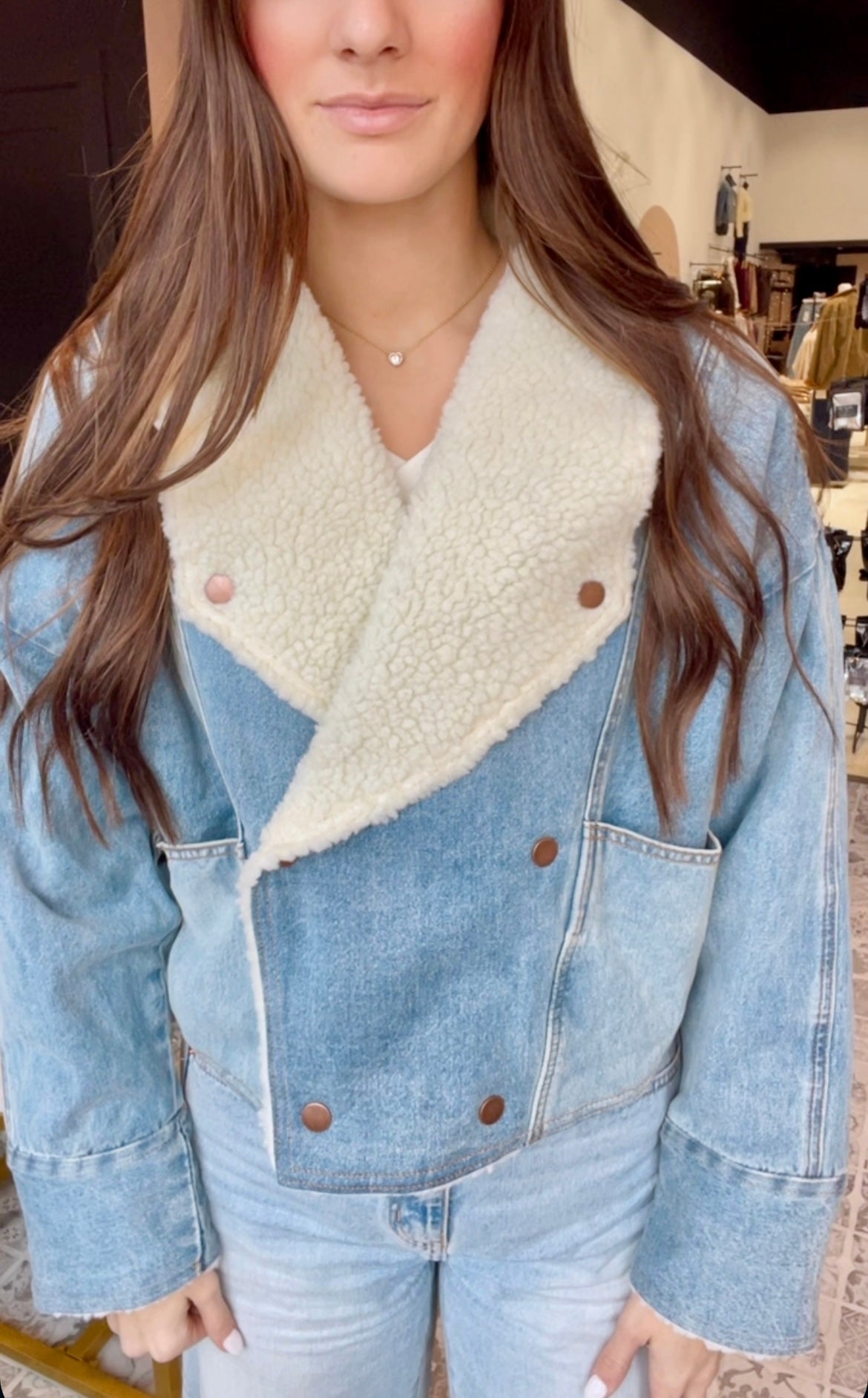 The Madelyn Sherpa Lined Denim Jacket