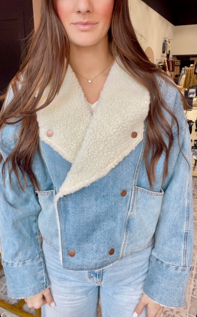 The Madelyn Sherpa Lined Denim Jacket