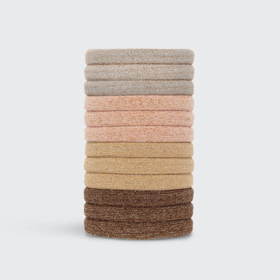 KITSCH The Recycled Nylon Glitter Medium Elastics 12pc- Neutral