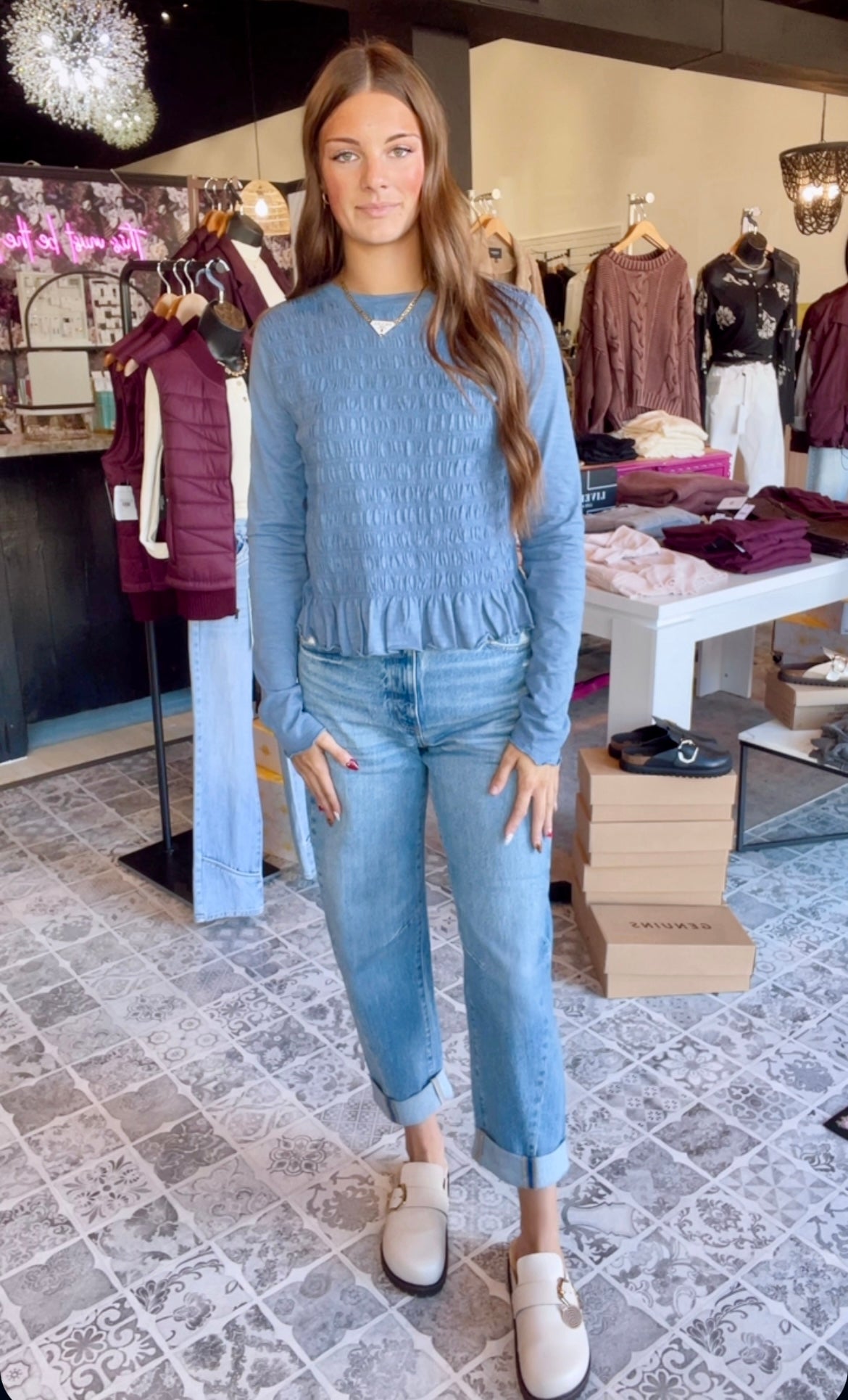 The Twyla Smocked Slub Knit Top