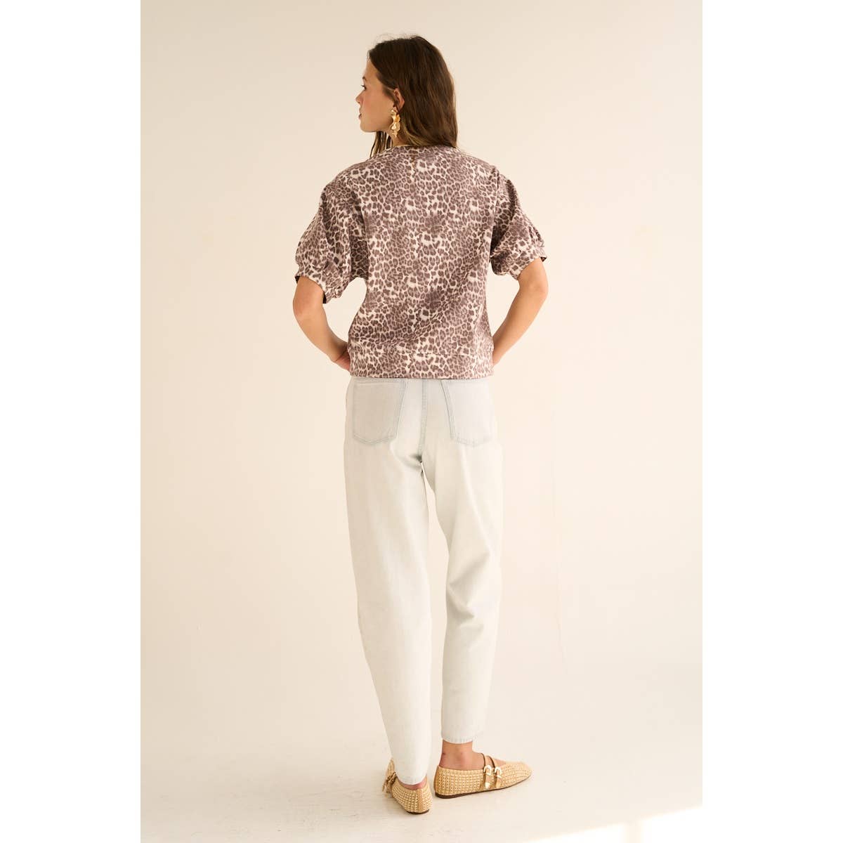The Leopard Puff Sleeve Knit Top