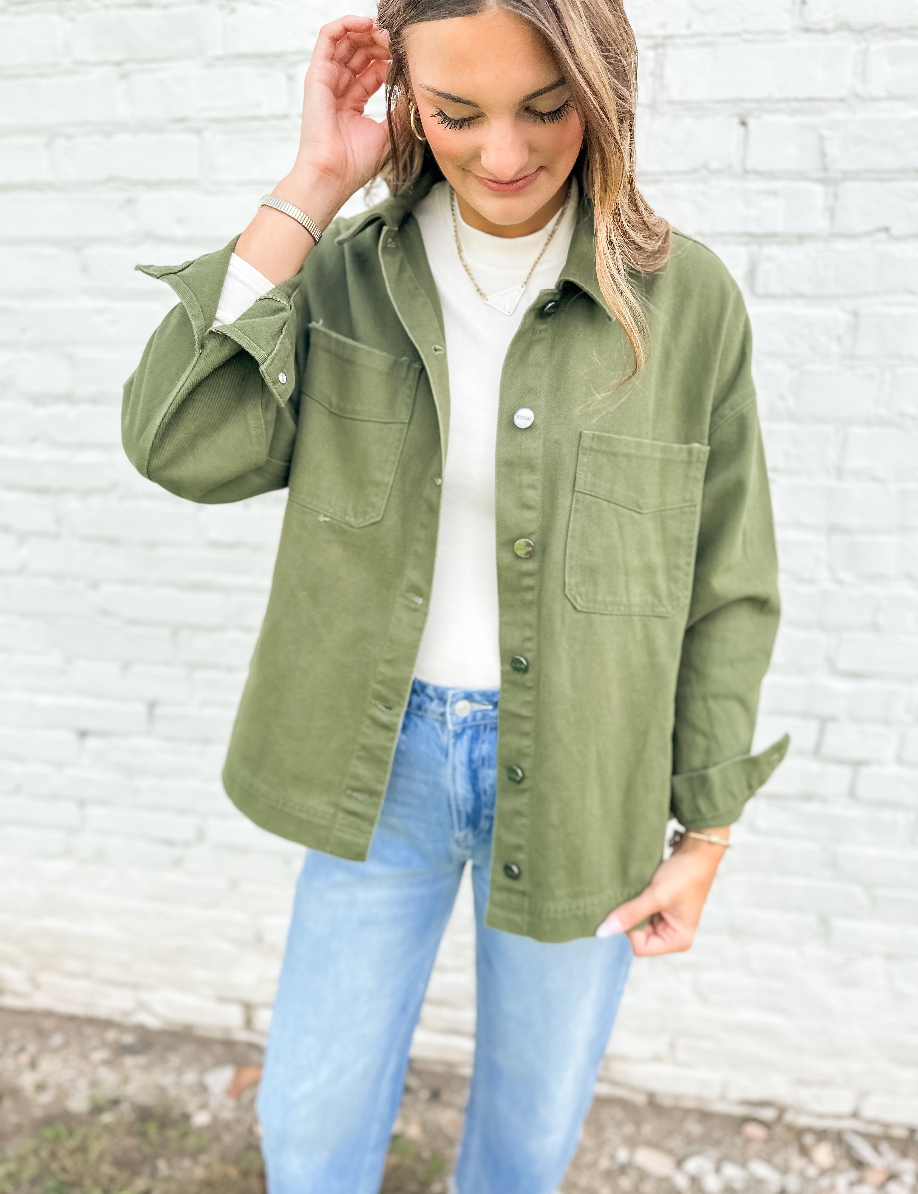 The Evie Oversized Side Step Hem Jacket by Risen Denim
