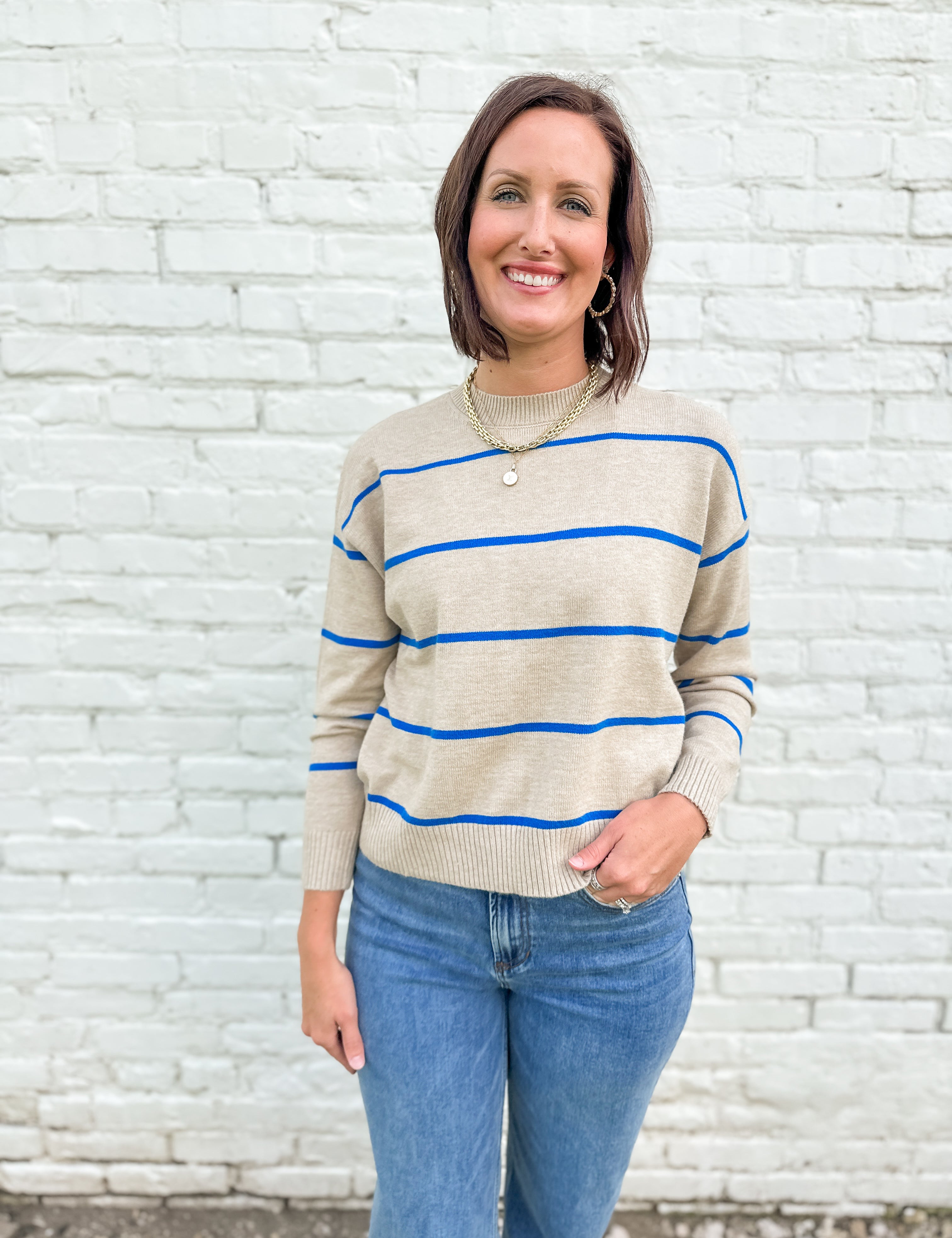 The Carmen Drop Shoulder Striped Sweater
