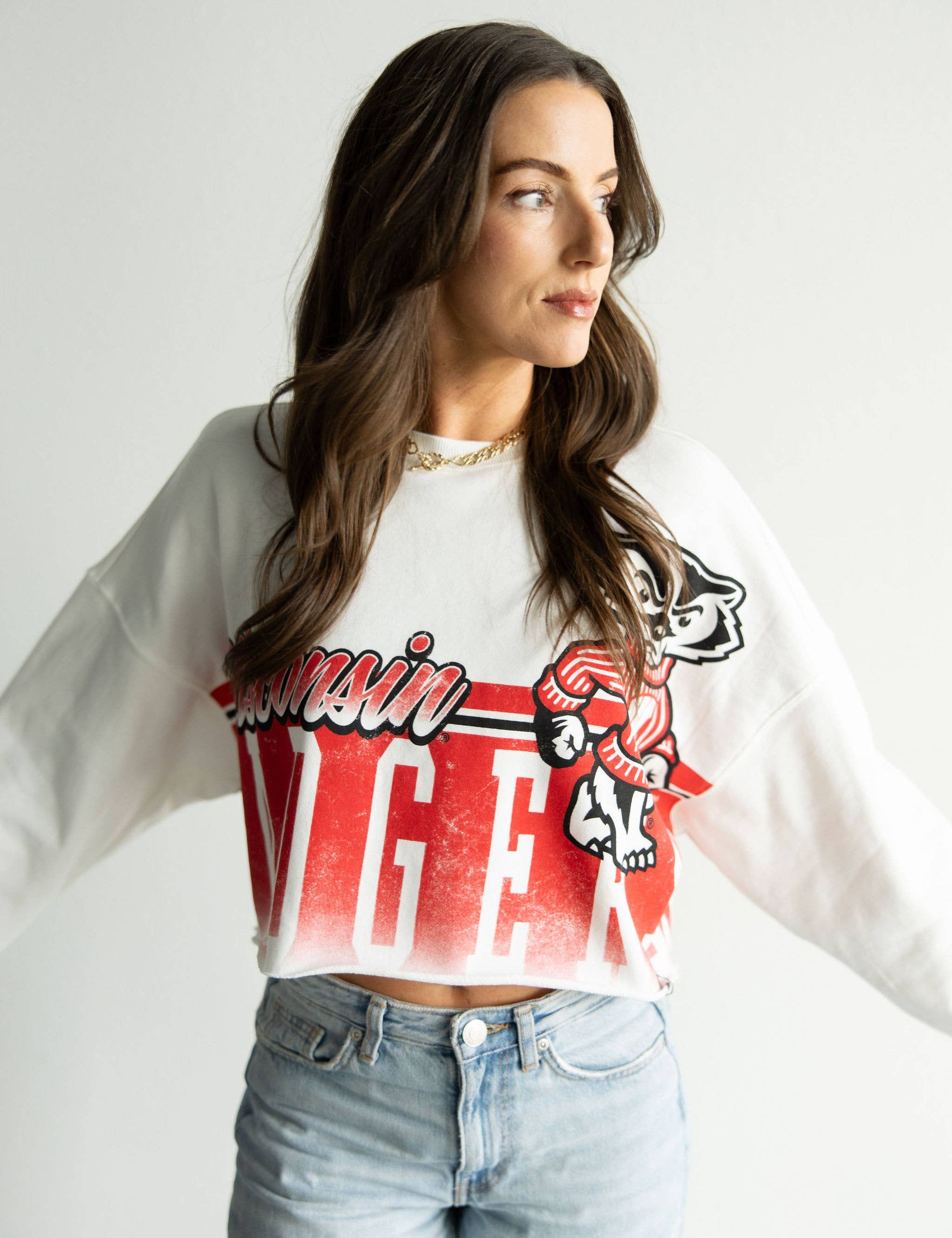 The Wisconsin Conway Crop Cropped Crewneck by Gameday Social