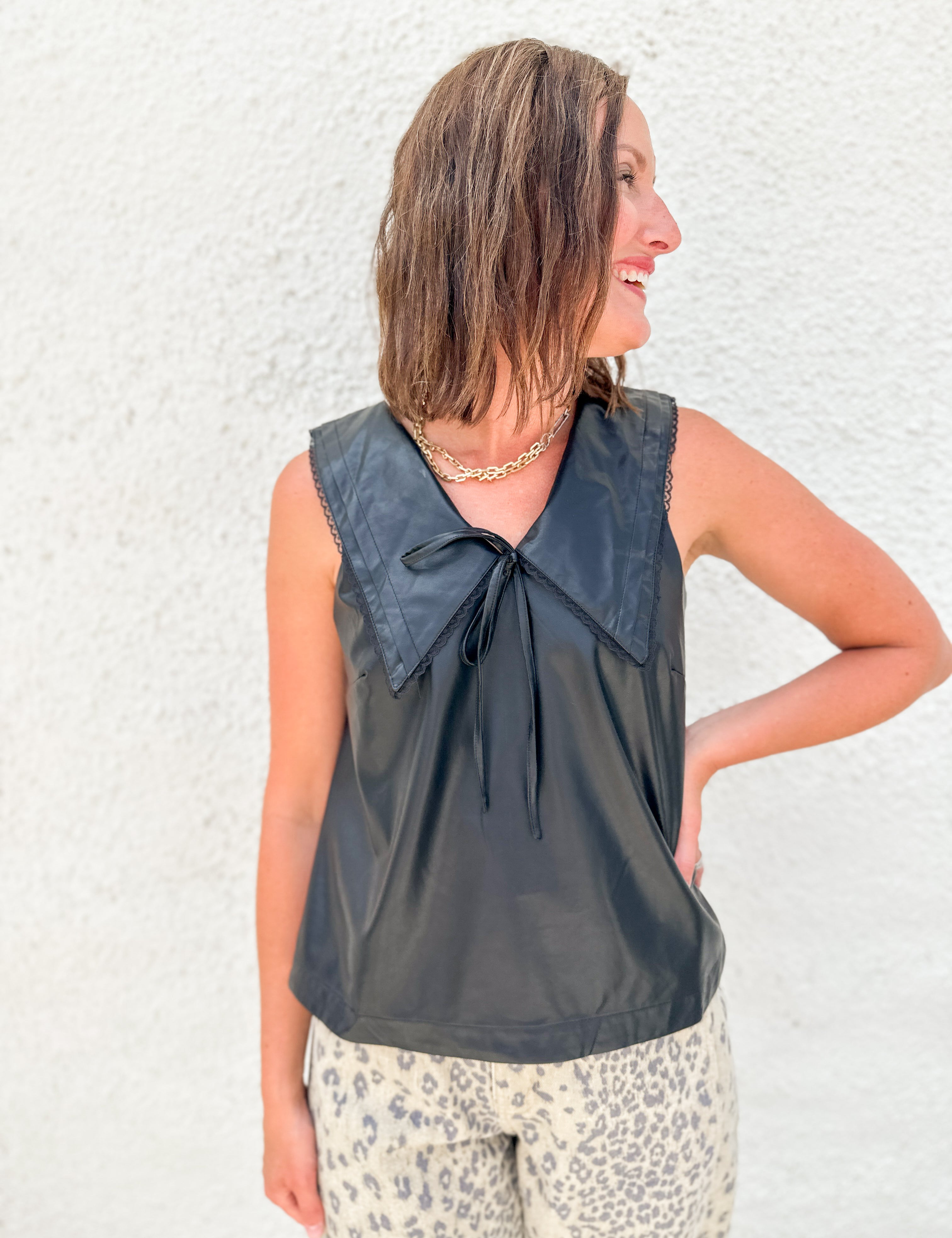 The Saffron Faux Leather Top