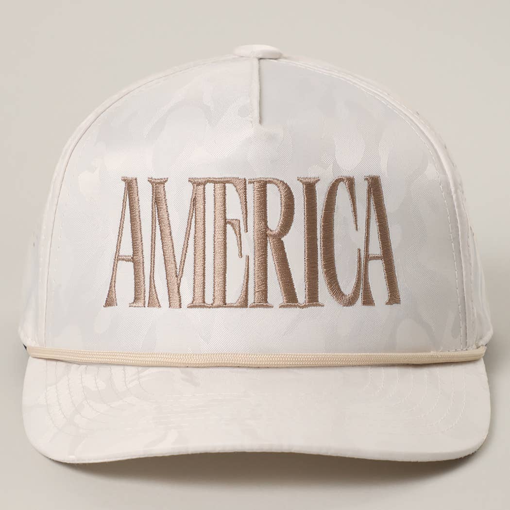 AMERICA Embroidered White Camo Trucker Hat