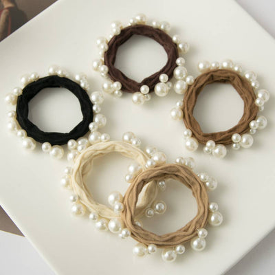 The Textured Seamless Pearl Hair Tie (Set of 5)