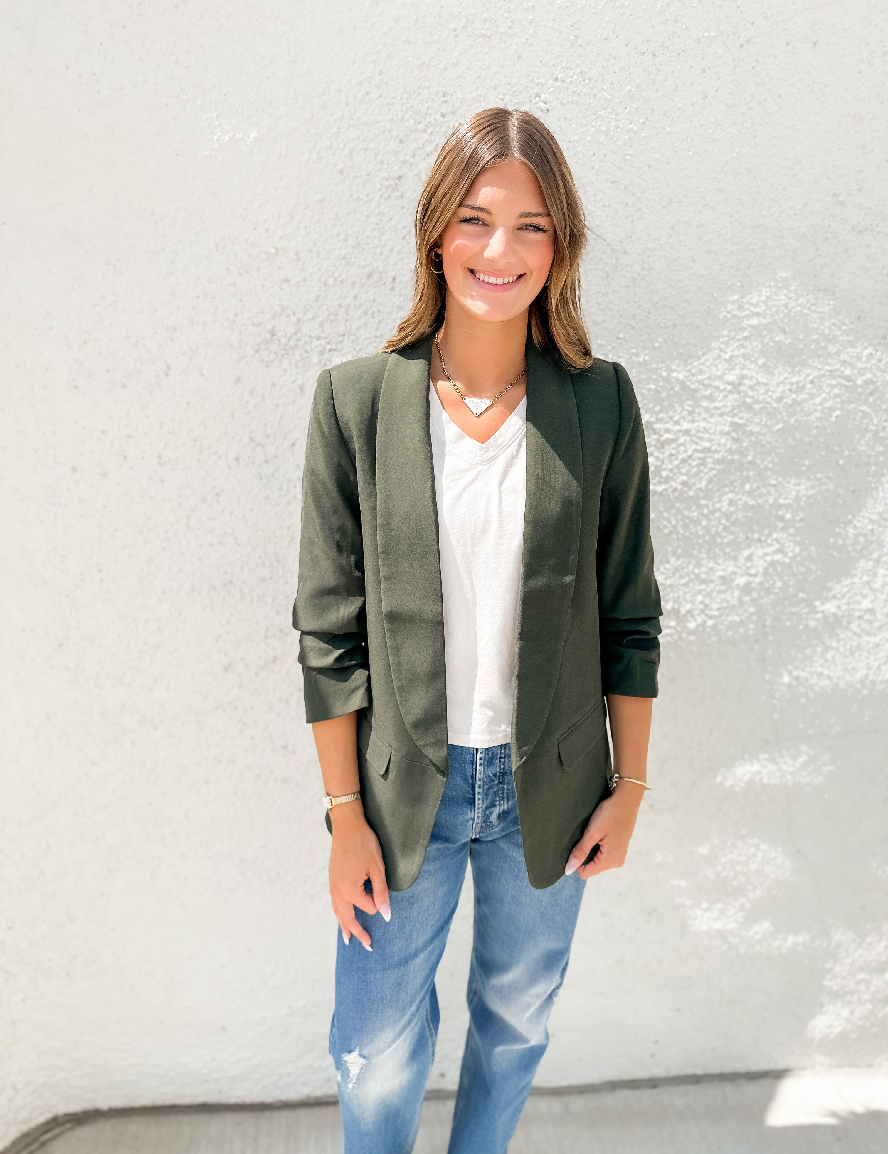 The Ivy Oversized Blazer with Ruched Sleeve