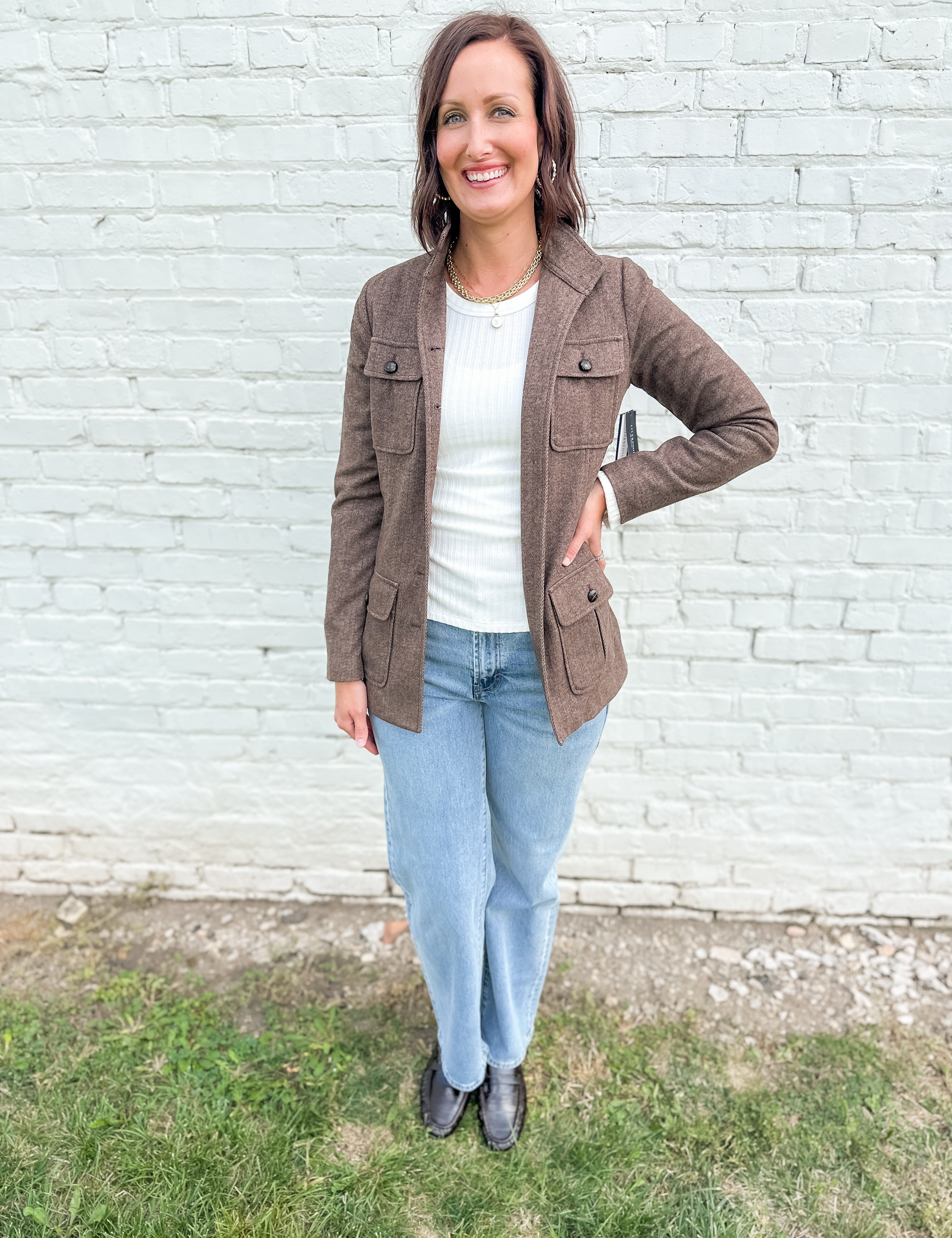 The Herringbone Funnel Neck Field Jacket by Liverpool