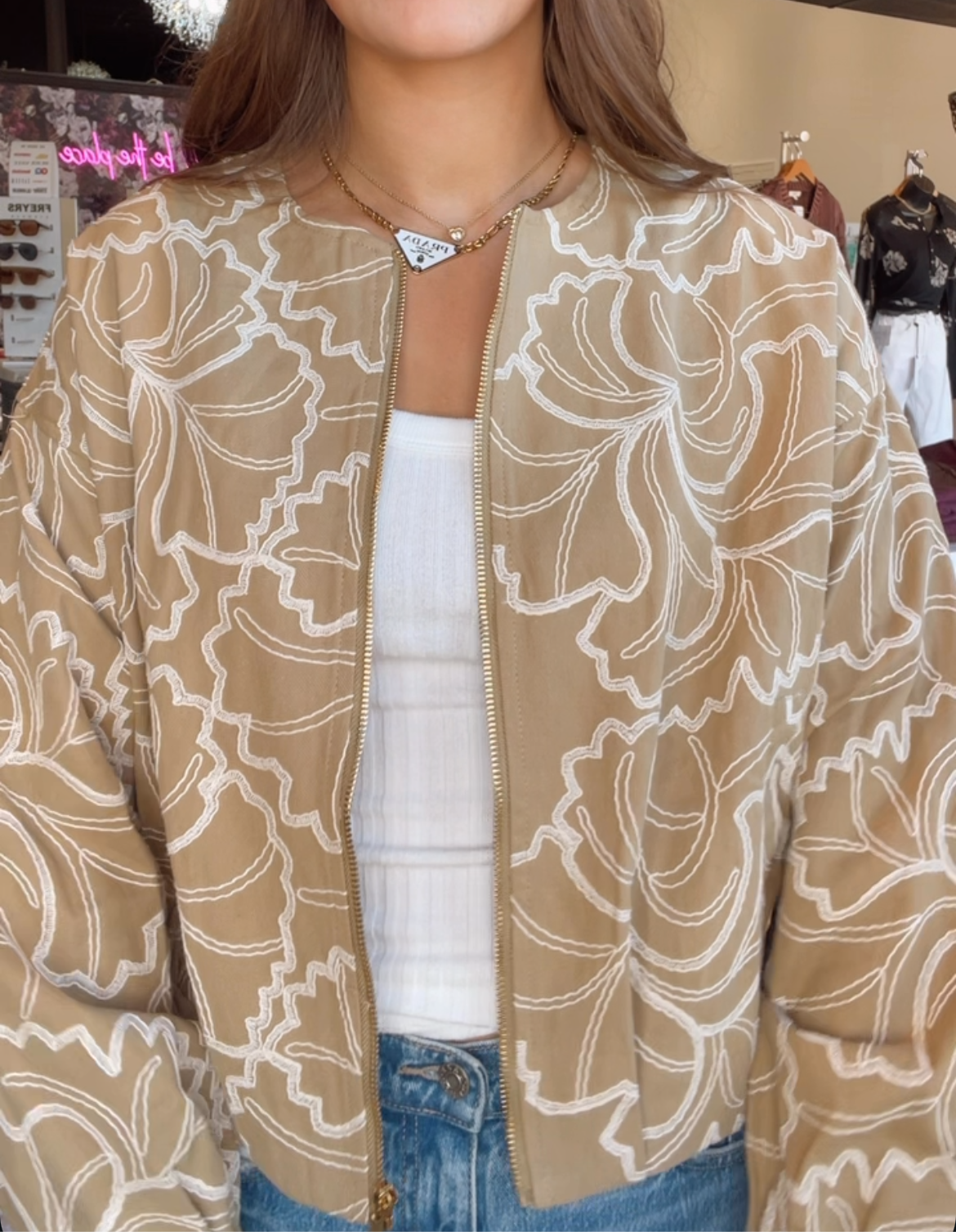 The Elayna Embroidered Bomber Jacket