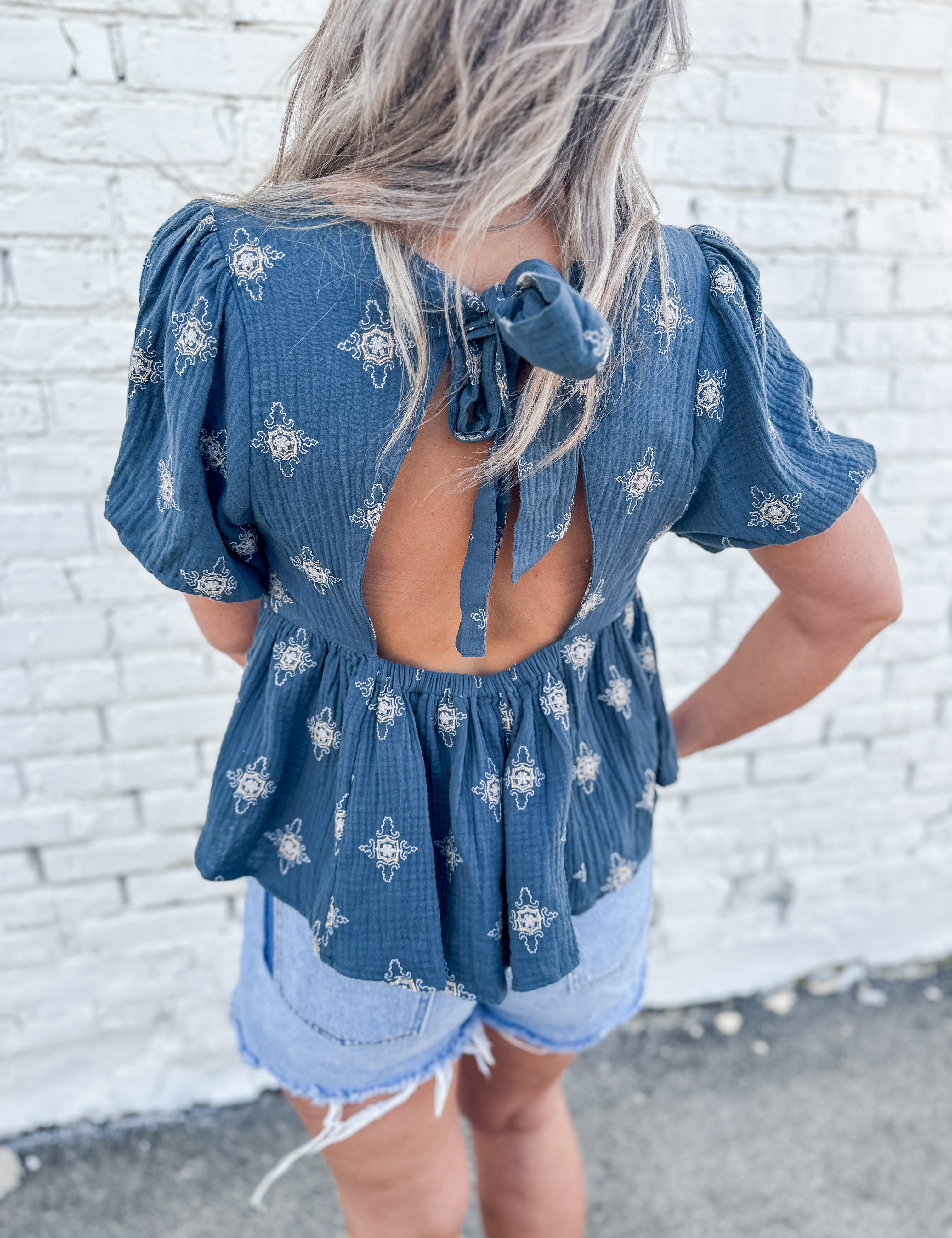 The Chloe Bubble Sleeve Peplum Top