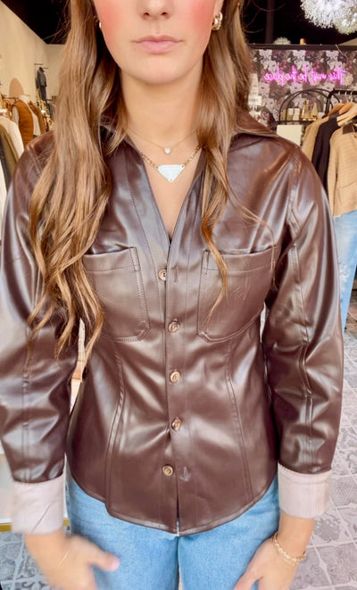 The Chelsey Faux Leather Shirt Jacket
