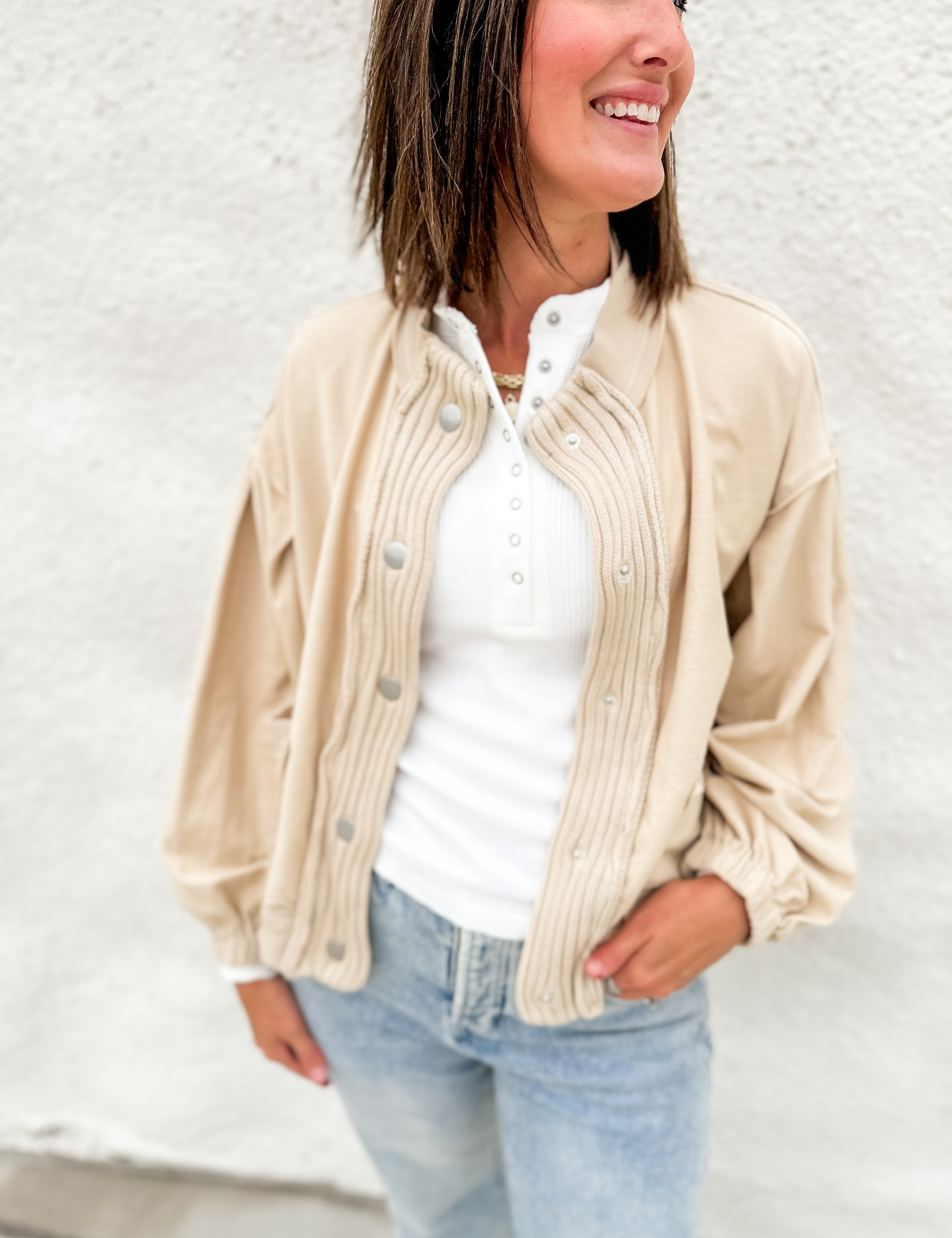 The Amy Ribbed Cropped Bomber