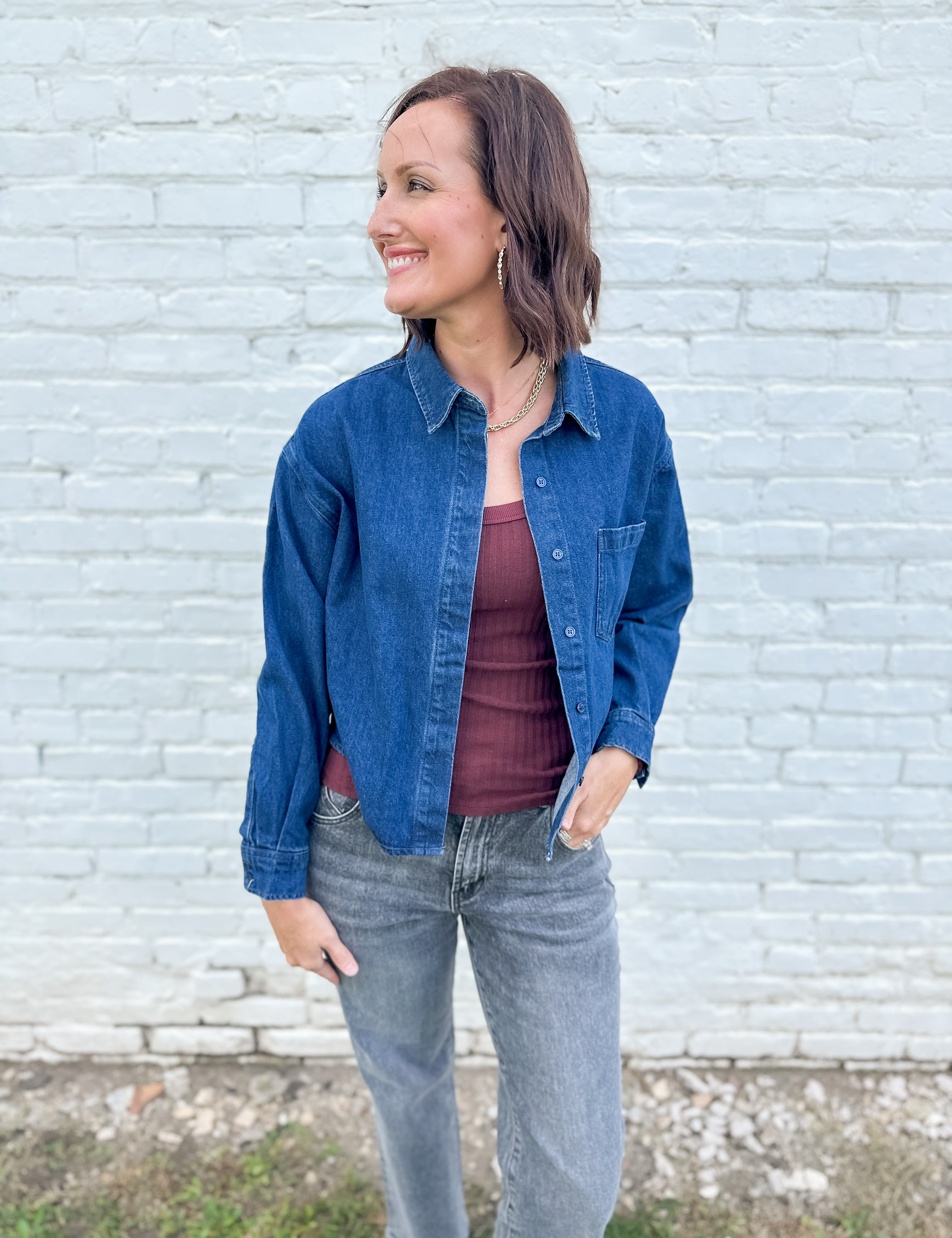 The Stella Cropped Denim Shirt by Risen Denim