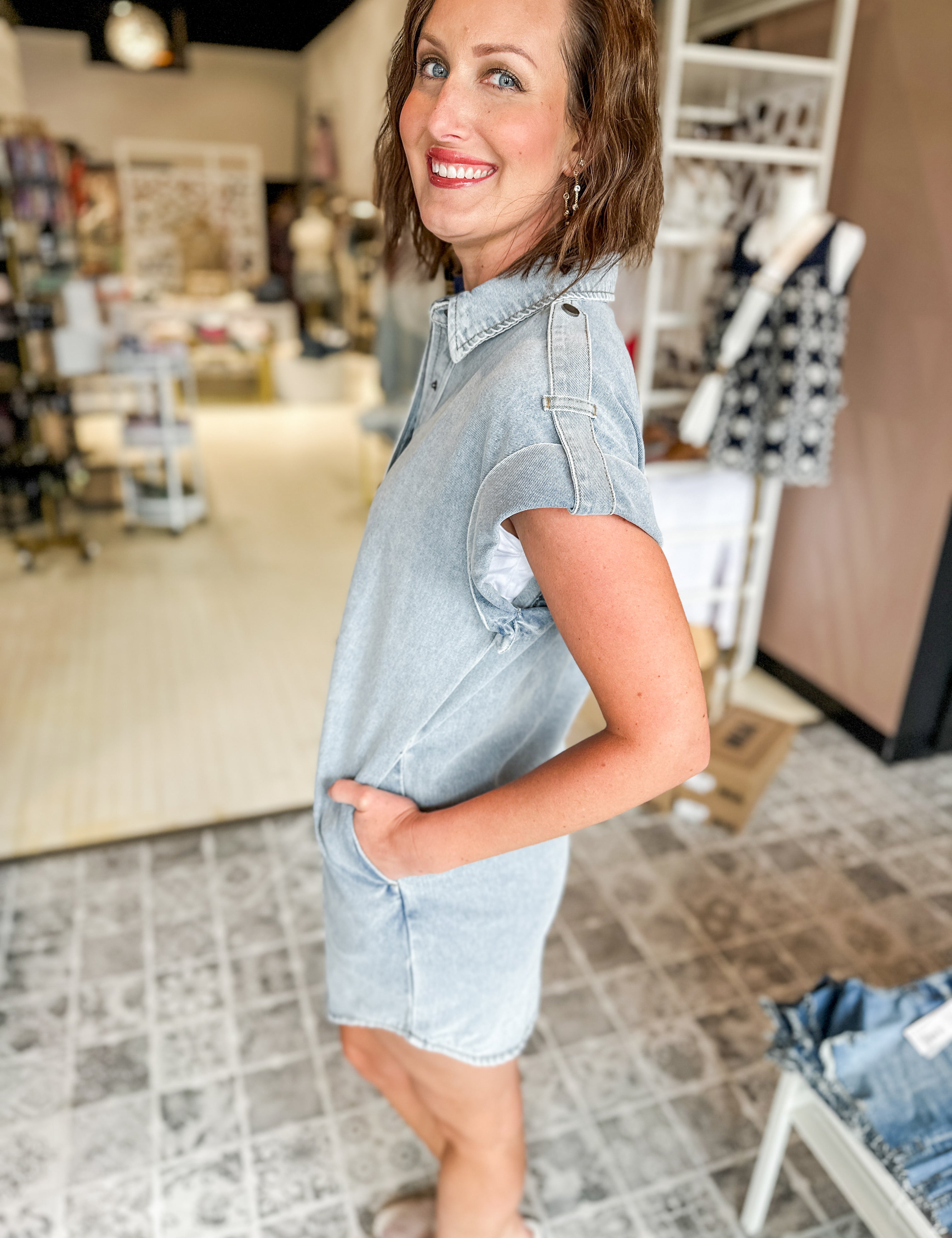 The Sable Denim Button Down Dress