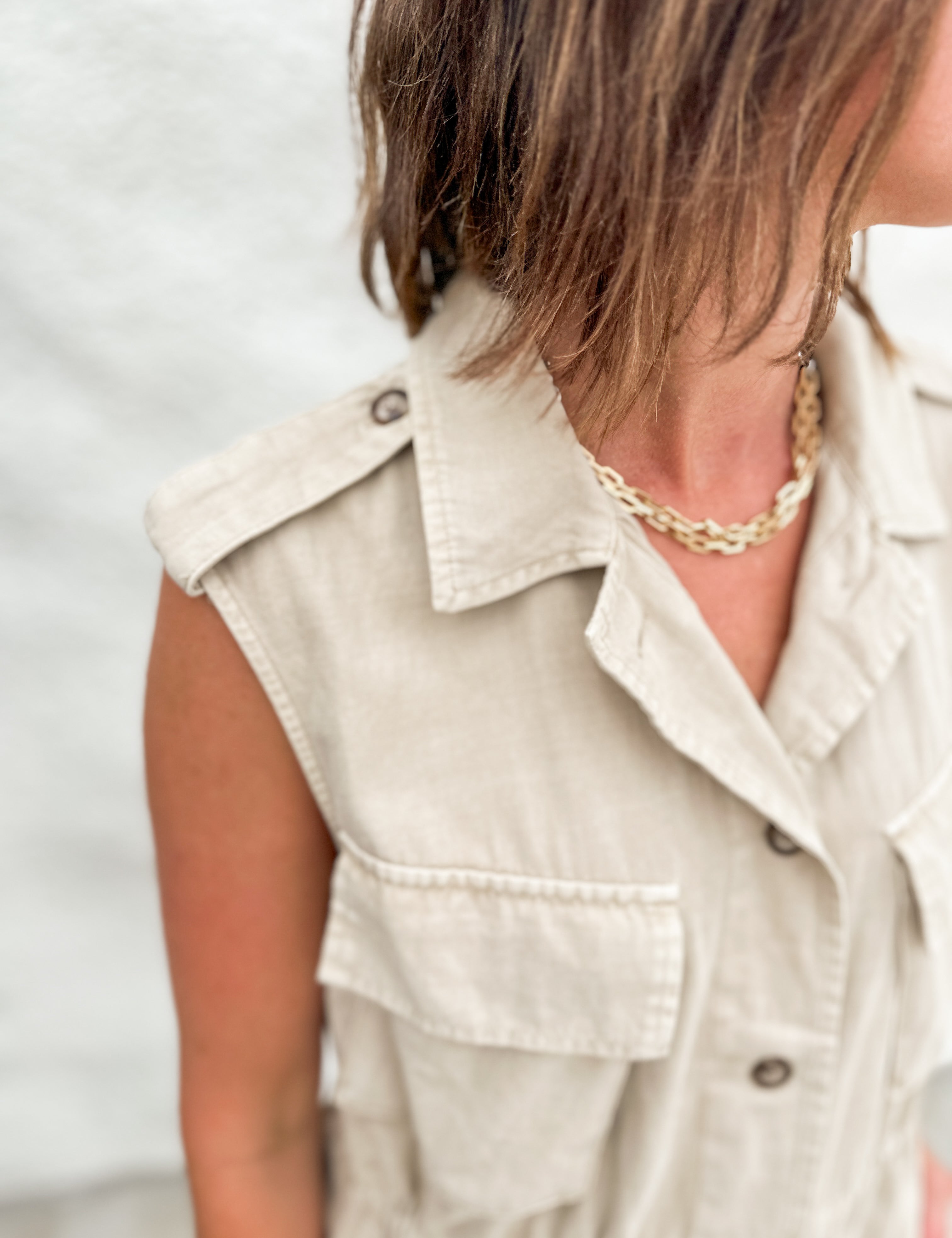 The Diane Sleeveless Utility Shirt Dress