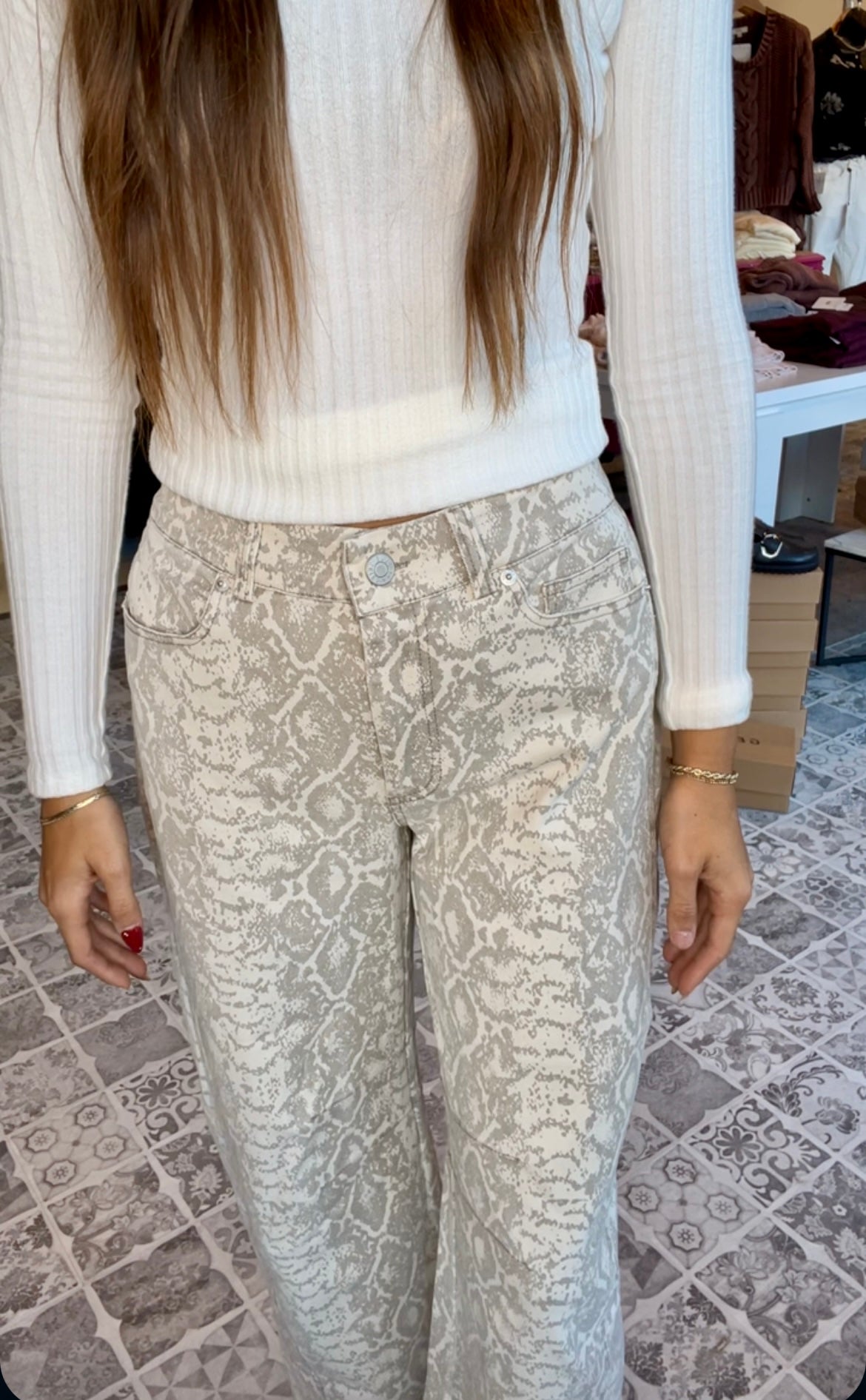 The Kendelle Snake Print Barrel Jean