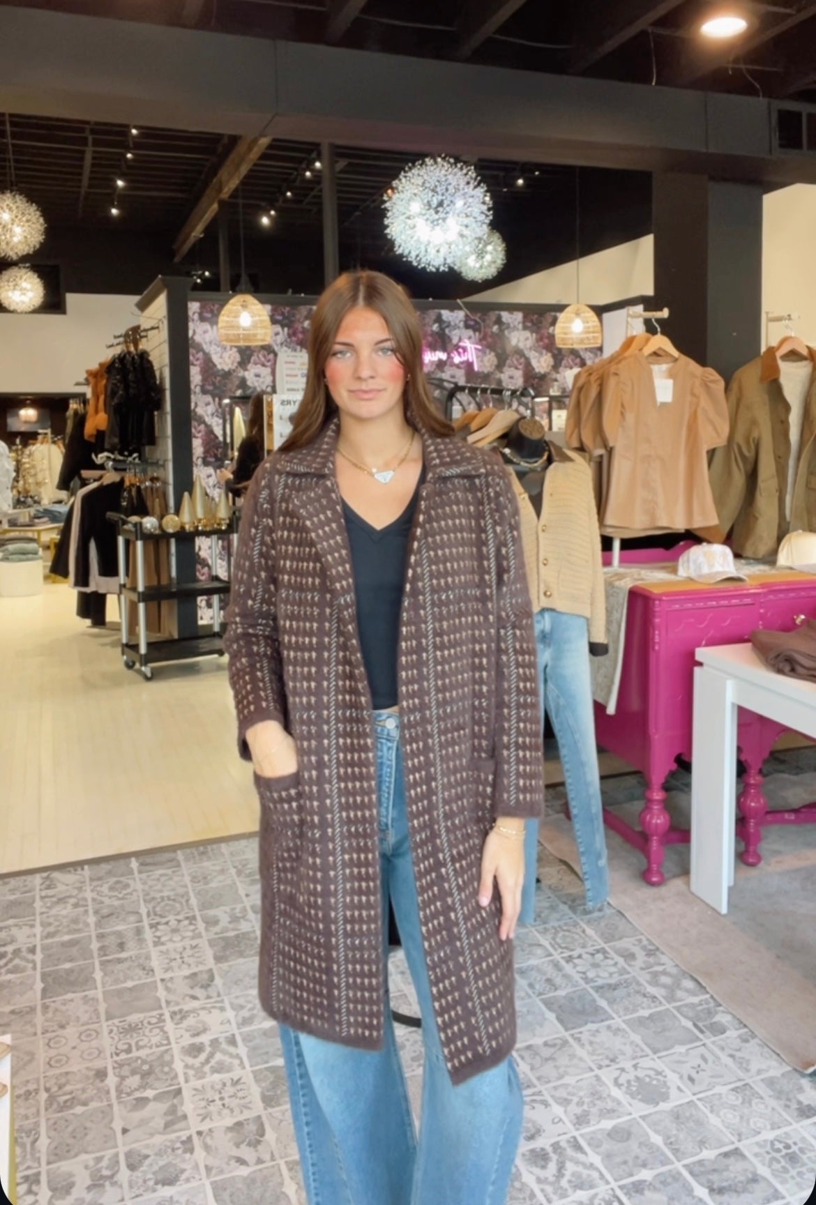 The Marceau Houndstooth Coatigan