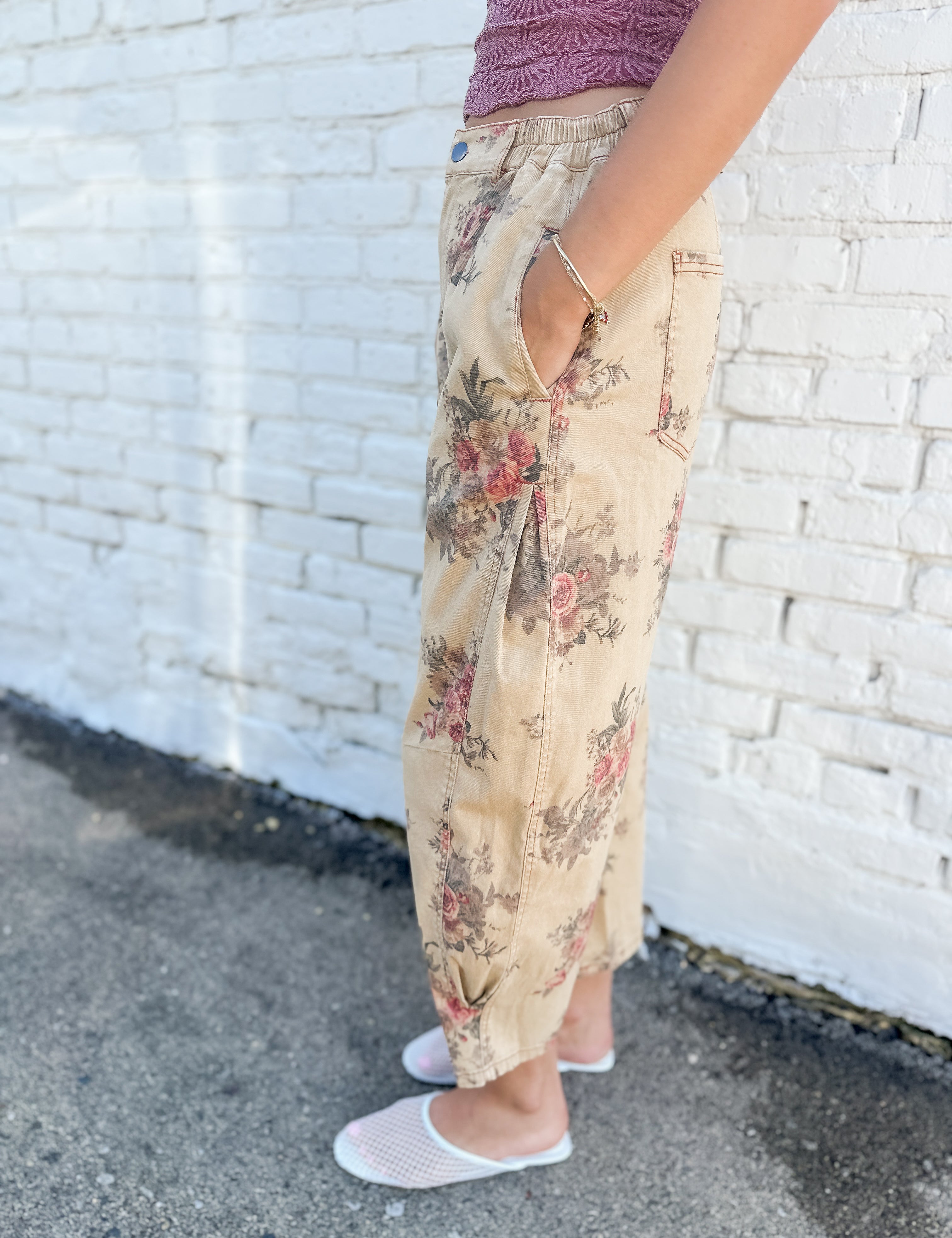 The Ivy Floral Print Mineral Wash Pant