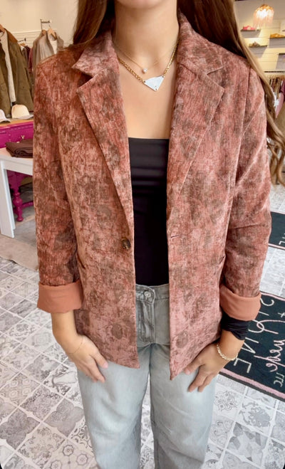 The Ava Printed Velvet Blazer