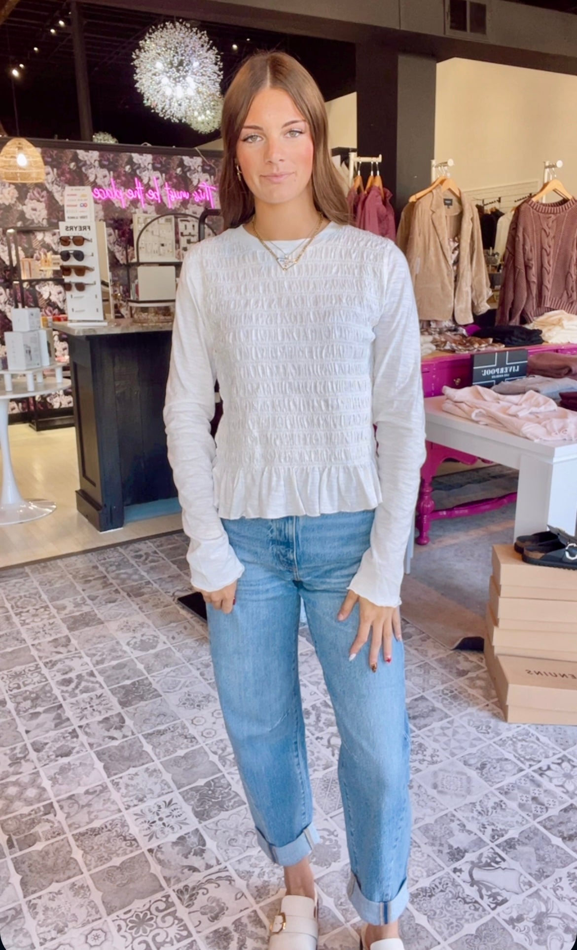 The Twyla Smocked Slub Knit Top