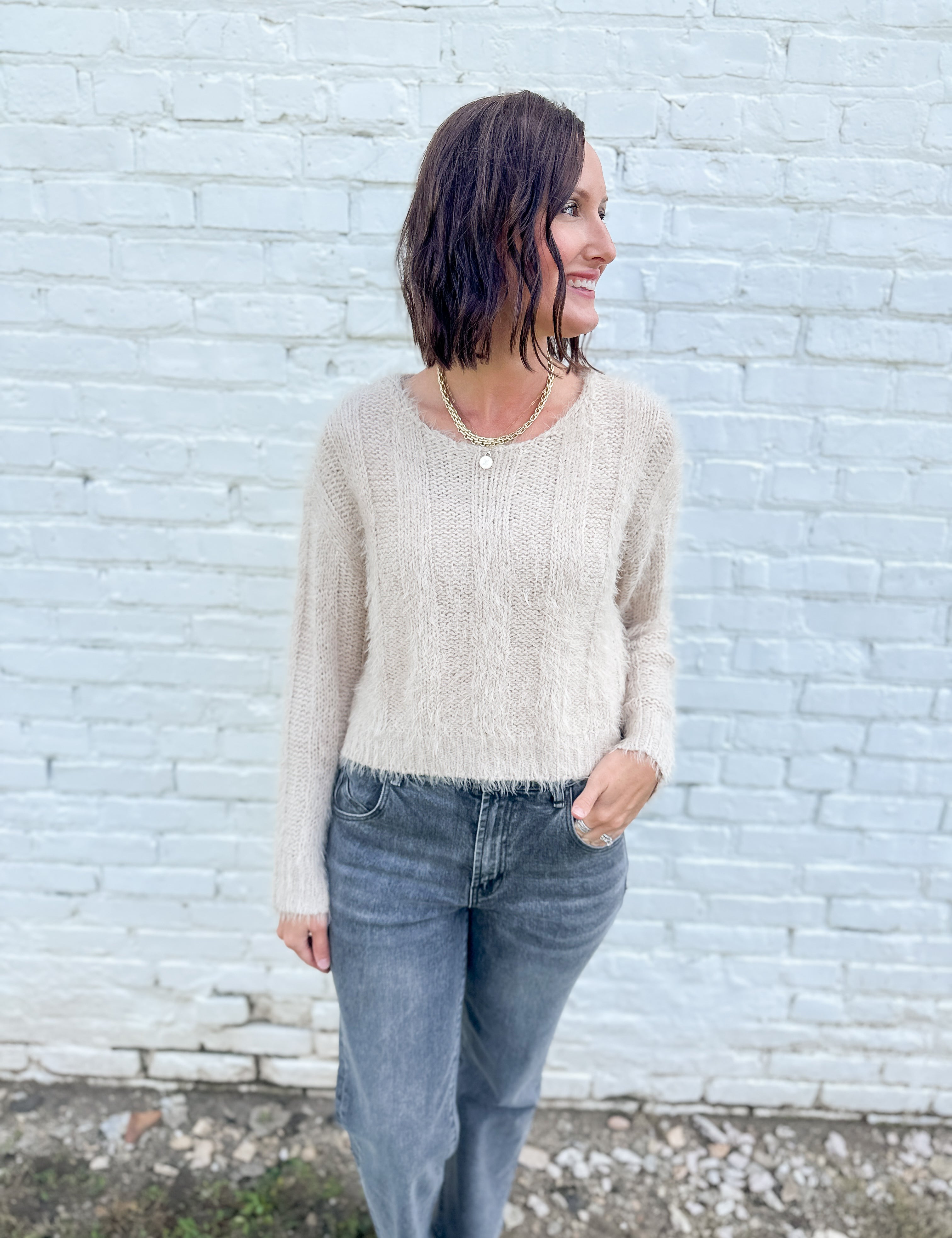 The Kendra Fuzzy Sweater by Sadie & Sage