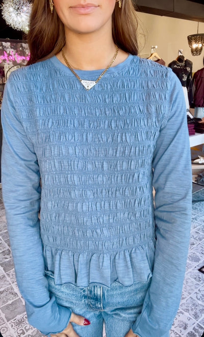 The Twyla Smocked Slub Knit Top