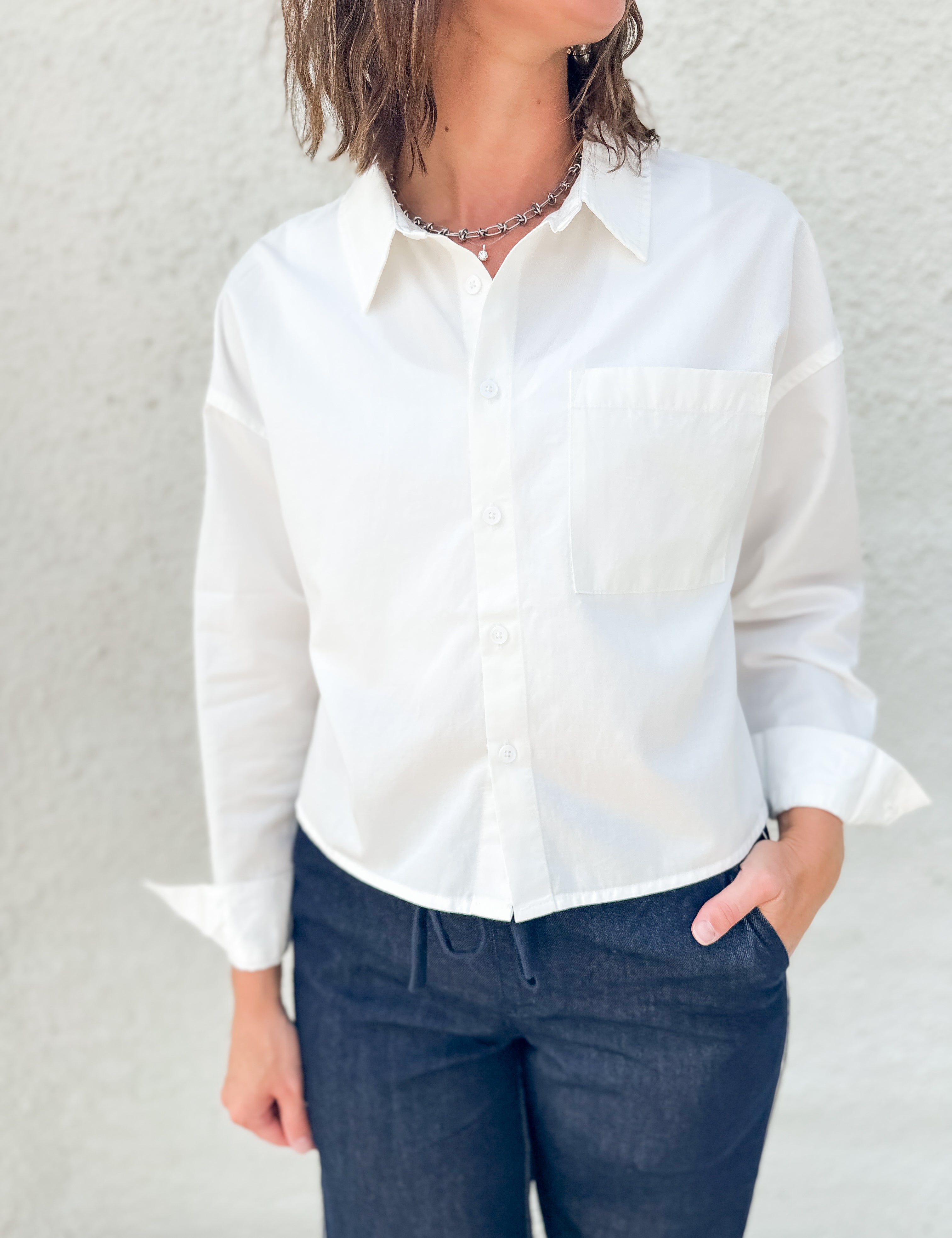 The Cropped Adrianna Button Down Top by Dear John