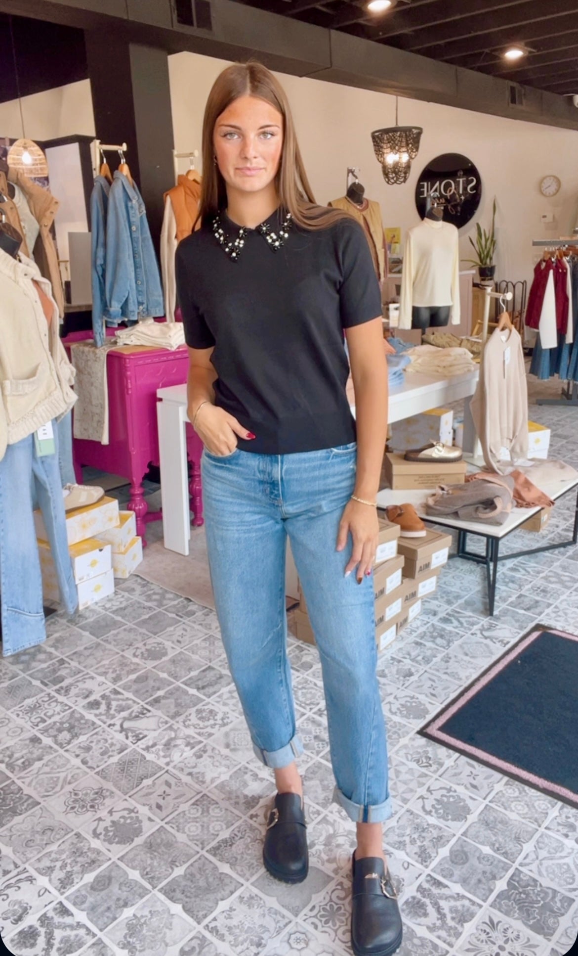 The Briony Embellished Collar Knit Sweater
