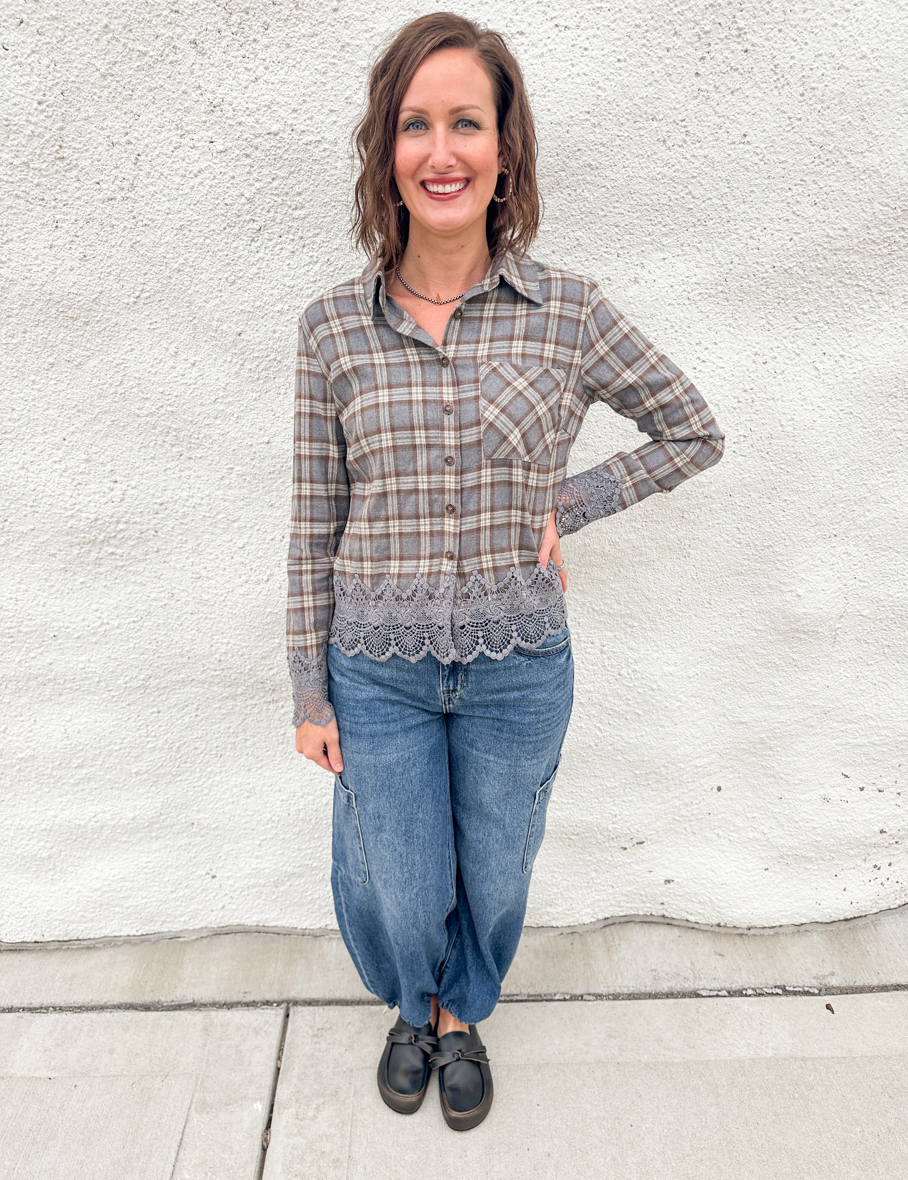 The Ingrid Flannel with Lace Hem Detail