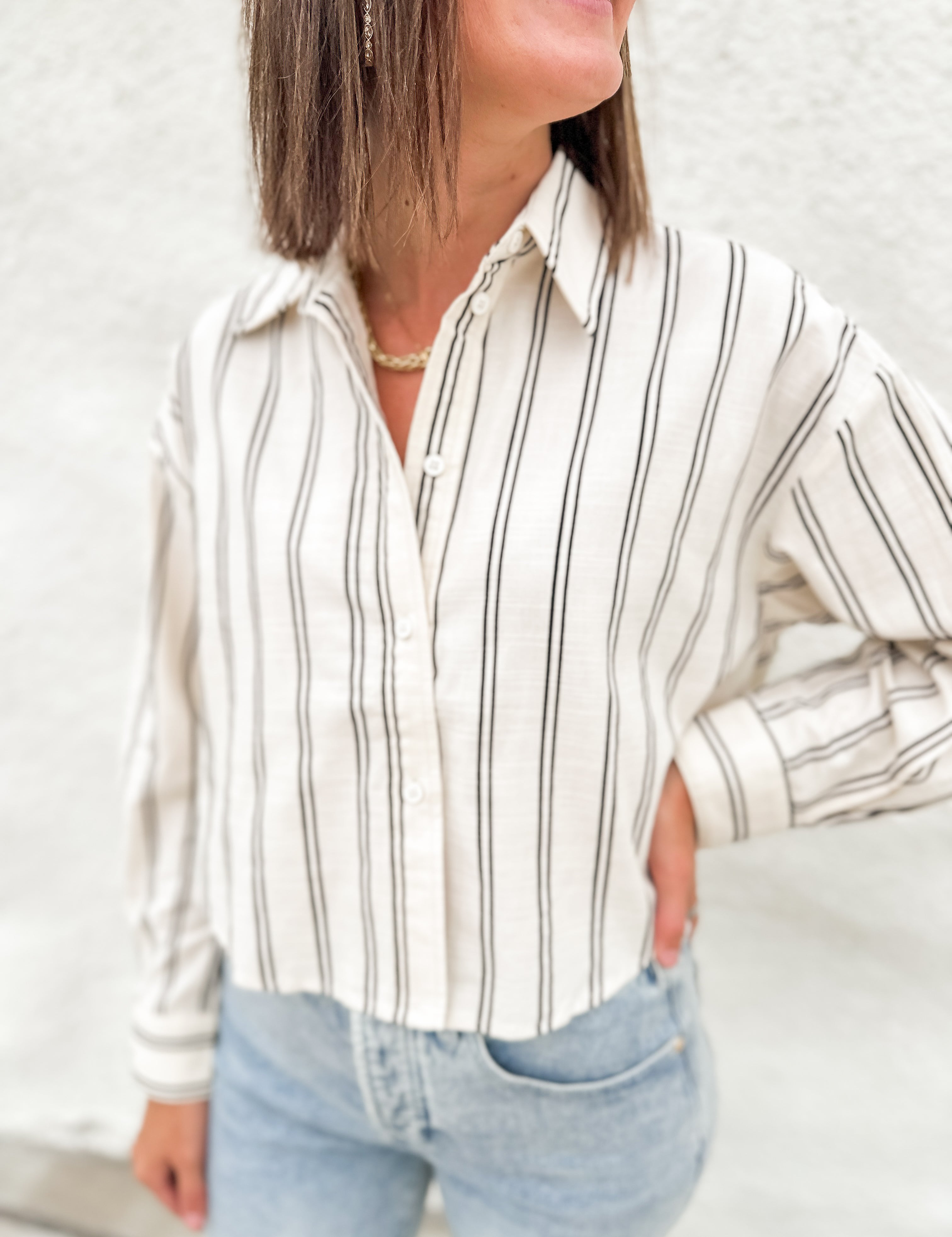 The Lacy Striped Button Down