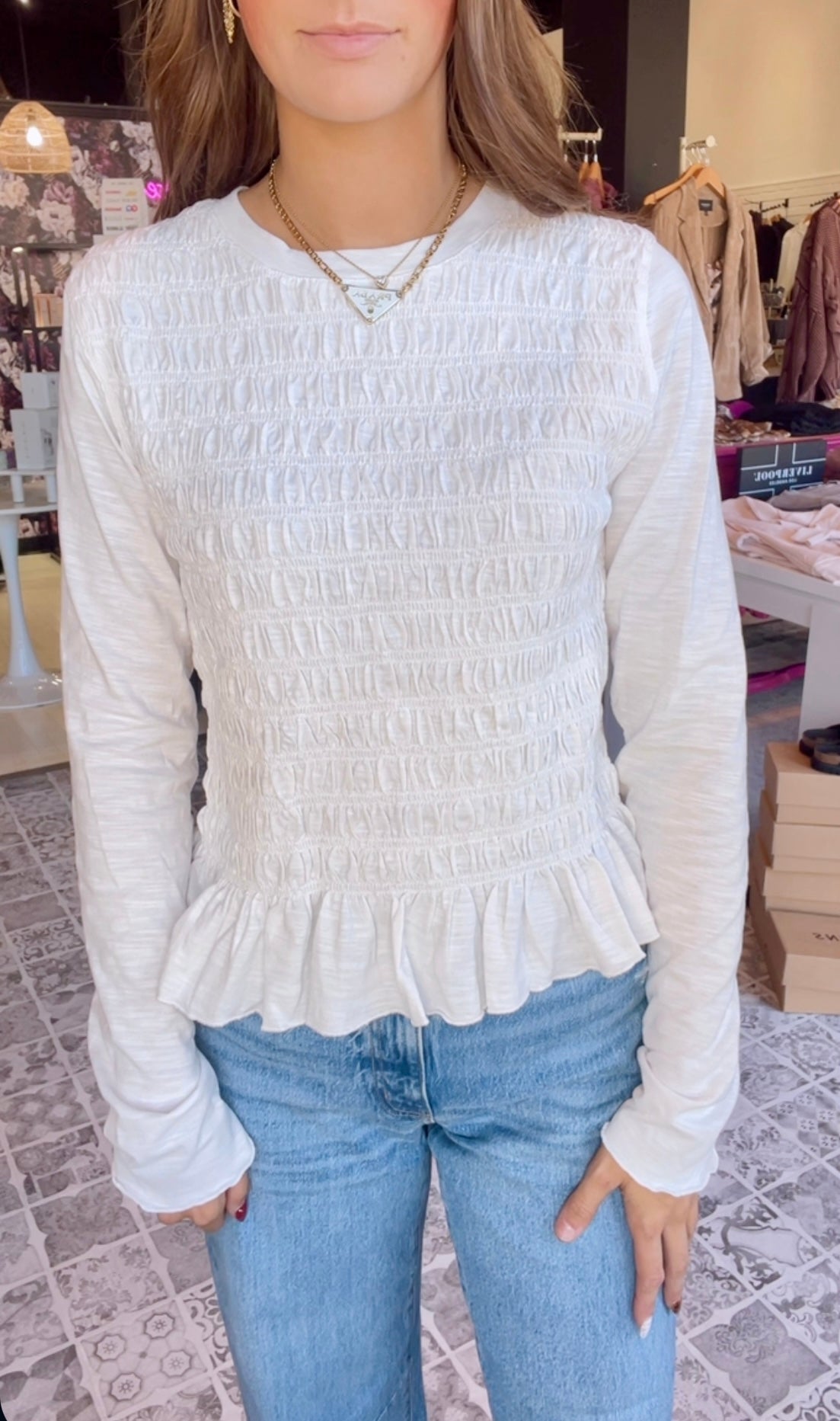 The Twyla Smocked Slub Knit Top