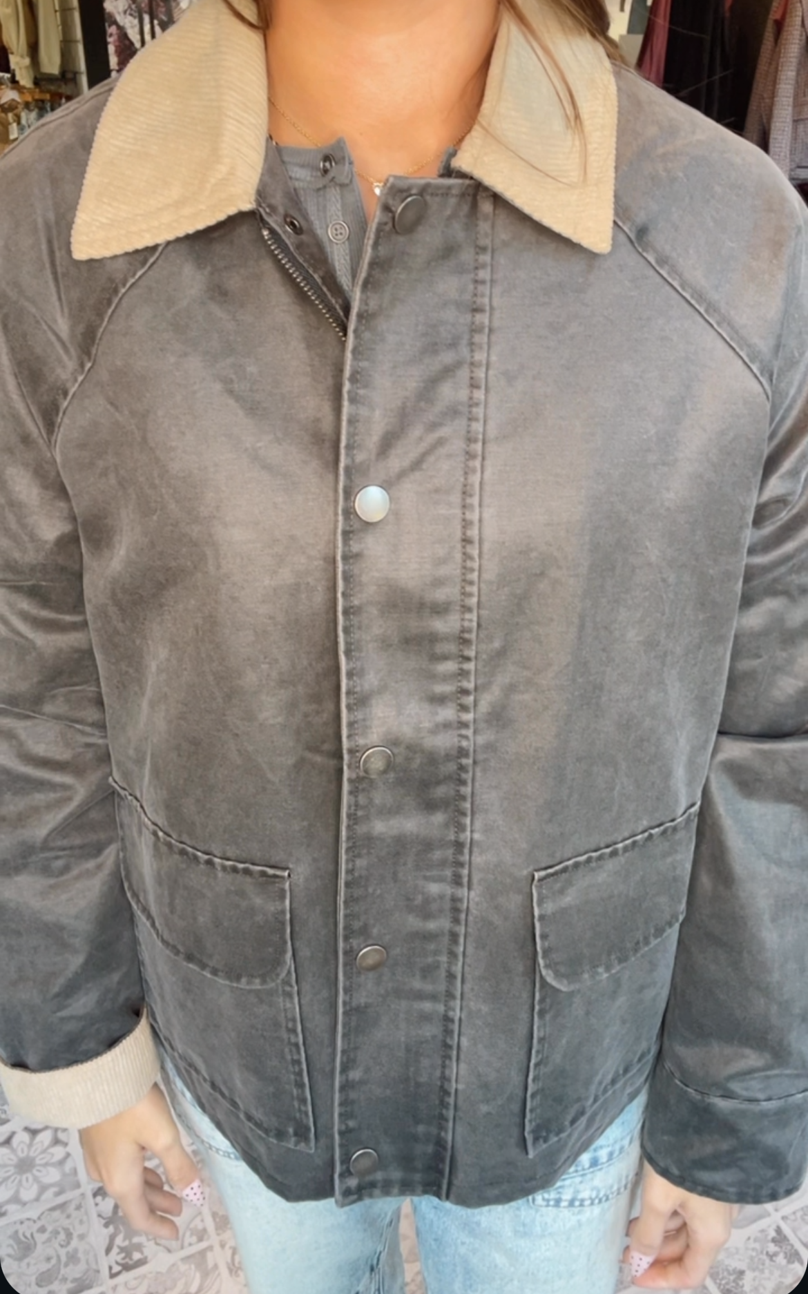 The Gemma Contrast Collar Utility Jacket