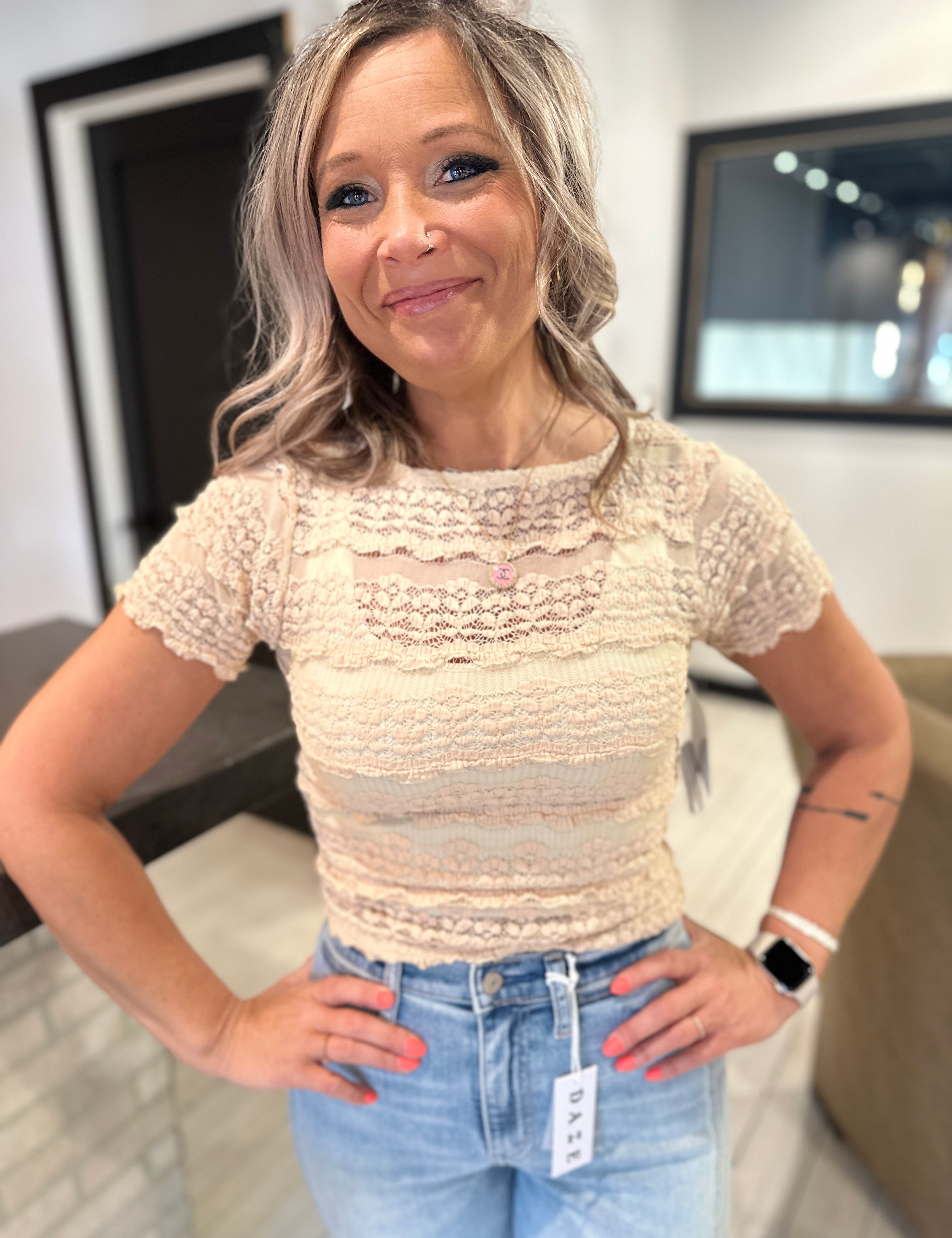 FREE PEOPLE The Angelina Lace Tee