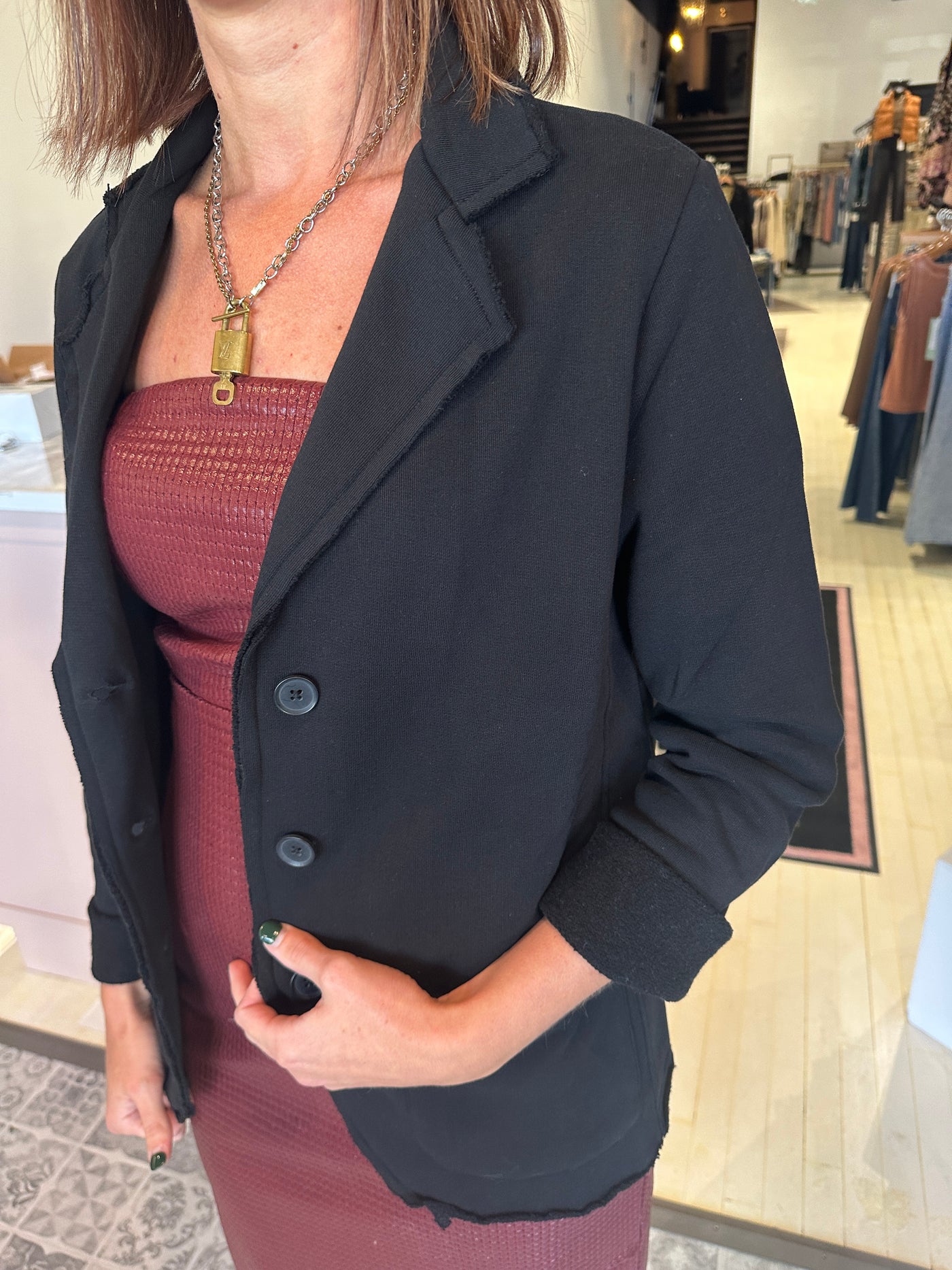 MONO B The Malibu Raw Edge Blazer