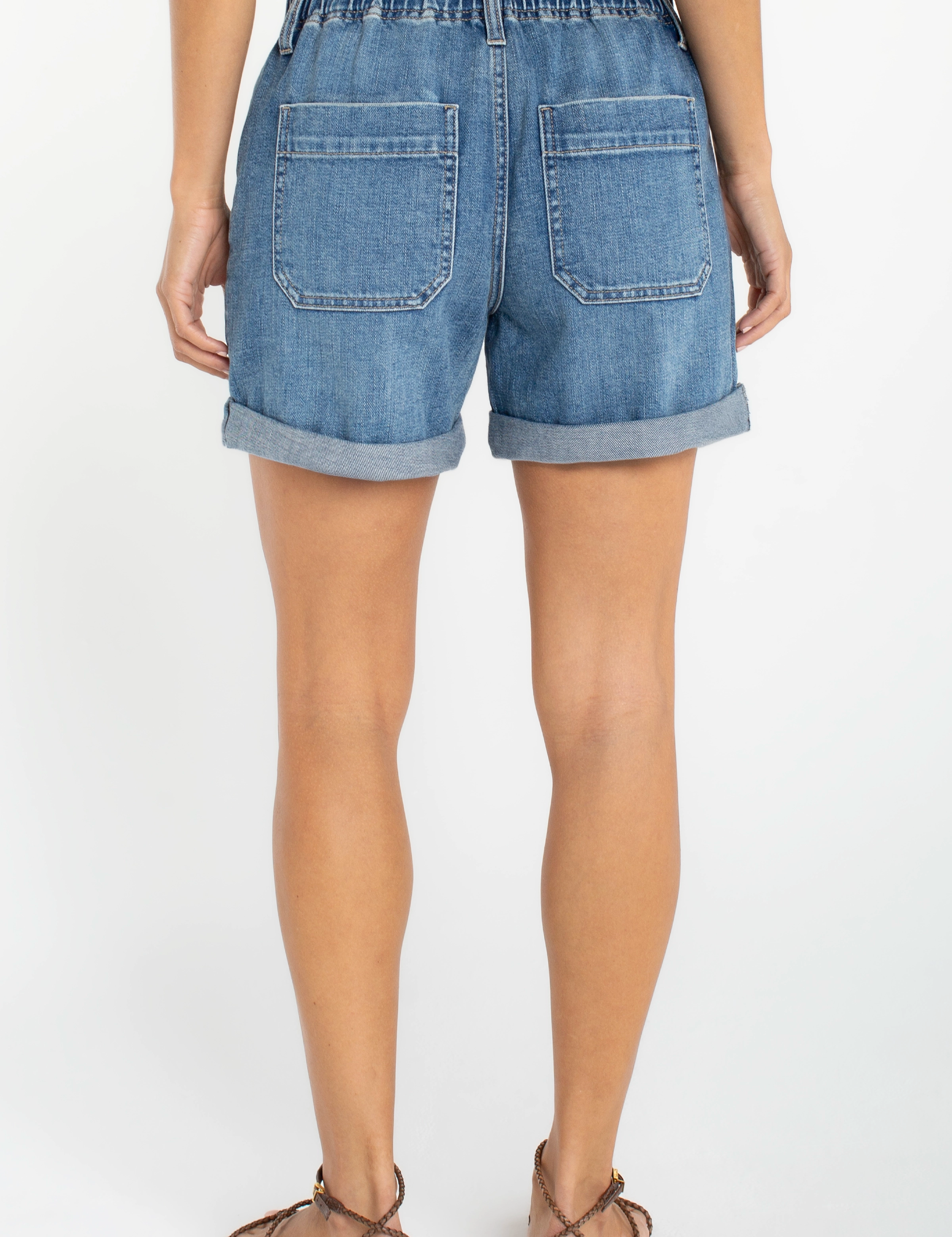 The Elastic Back Roll Cuff Short 5" Inseam by Liverpool