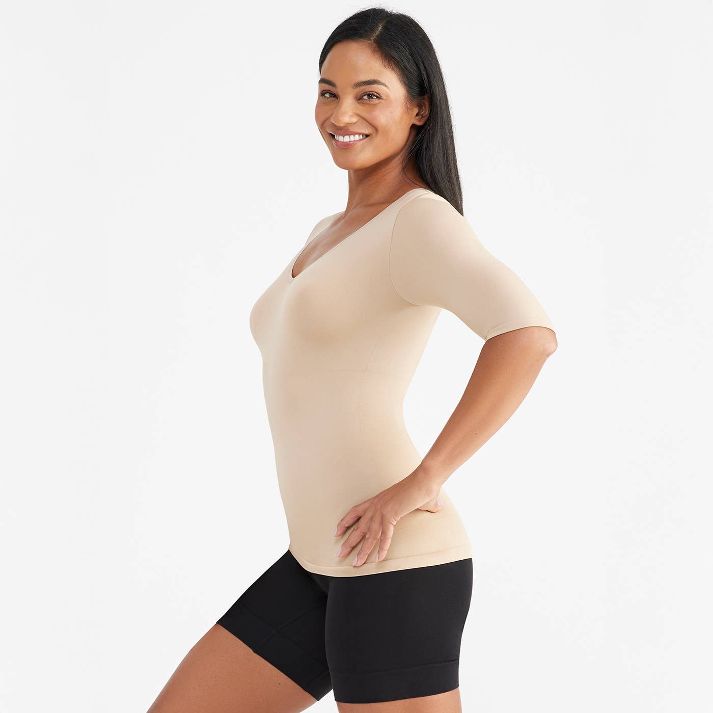 YUMMIE The Willow V-Neck 3/4 Sleeve Shaping Top