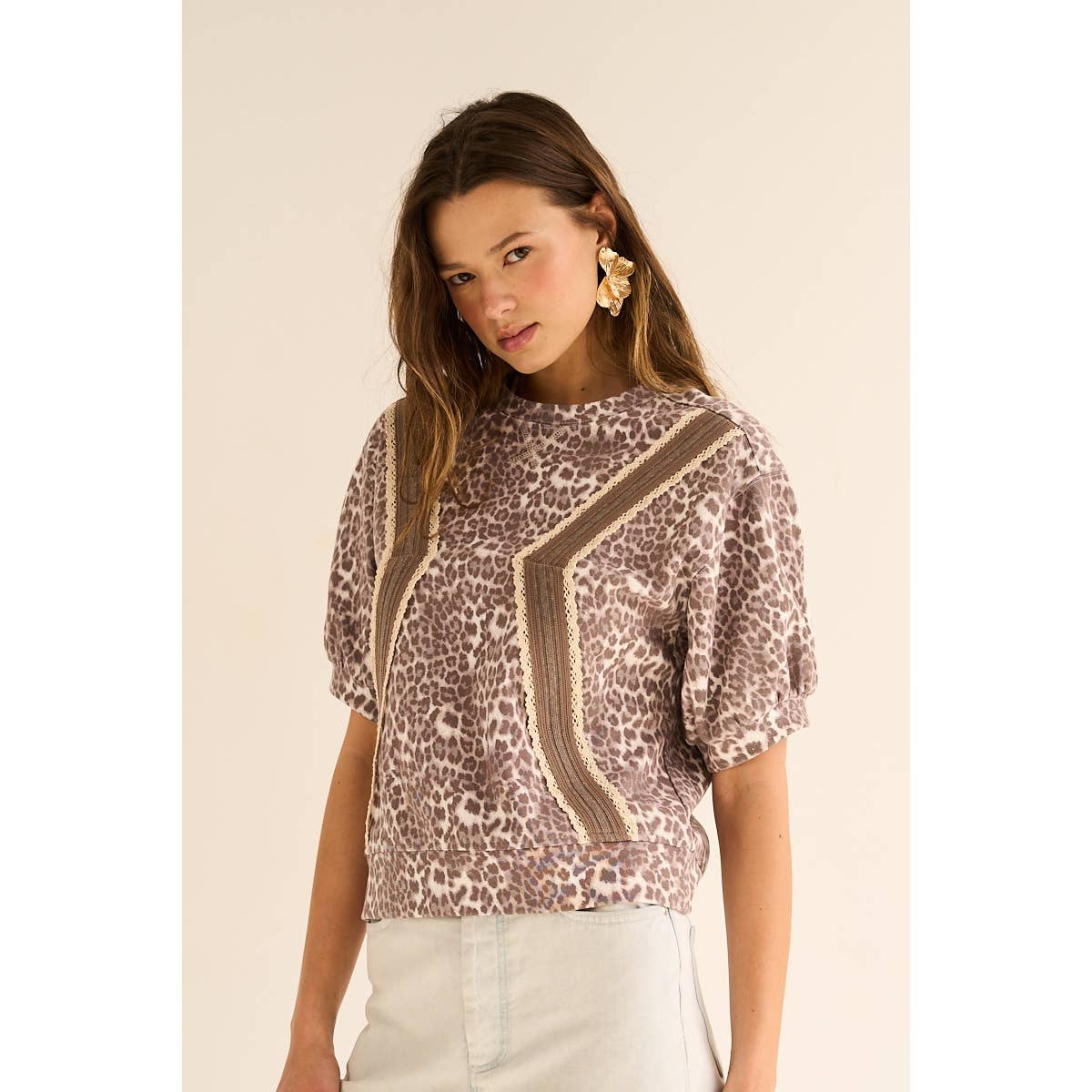 The Leopard Puff Sleeve Knit Top