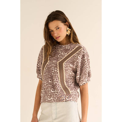 The Leopard Puff Sleeve Knit Top