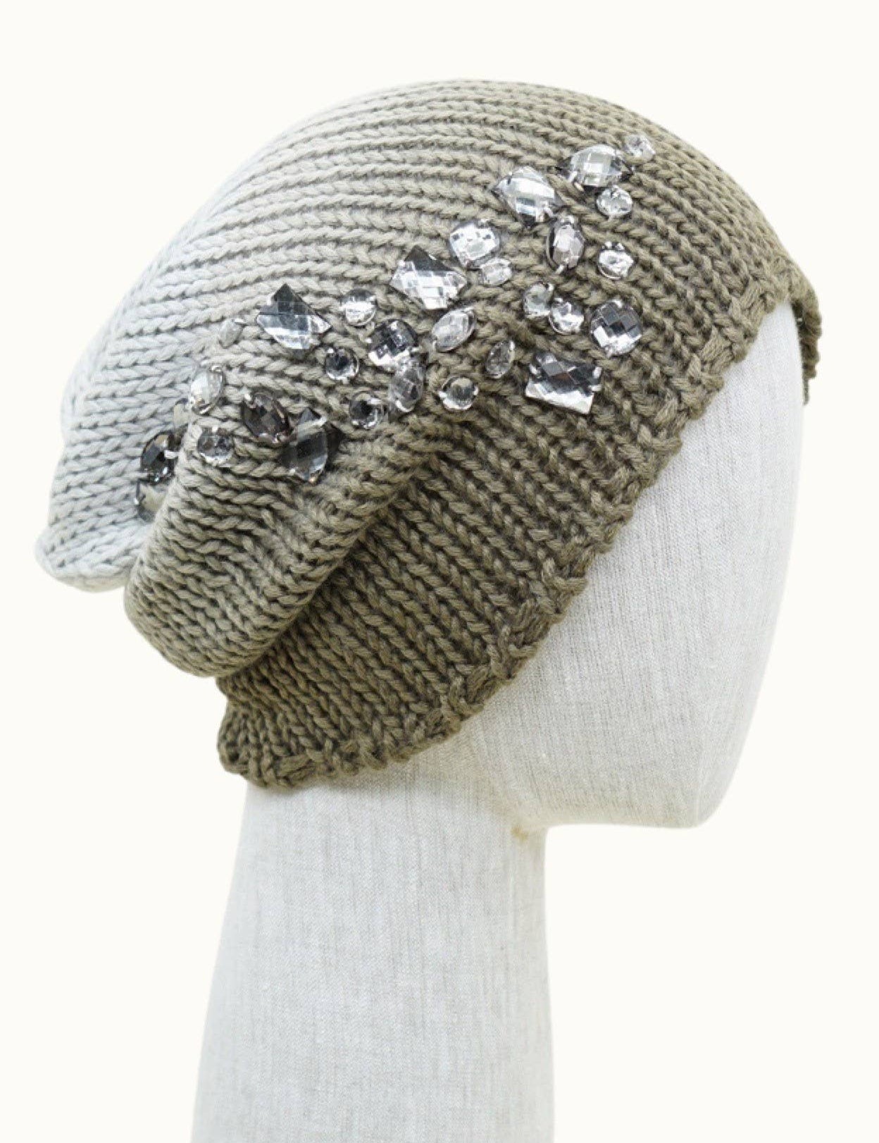 The Bejeweled Glitz Gem Silky Wool Slouchy Beanie