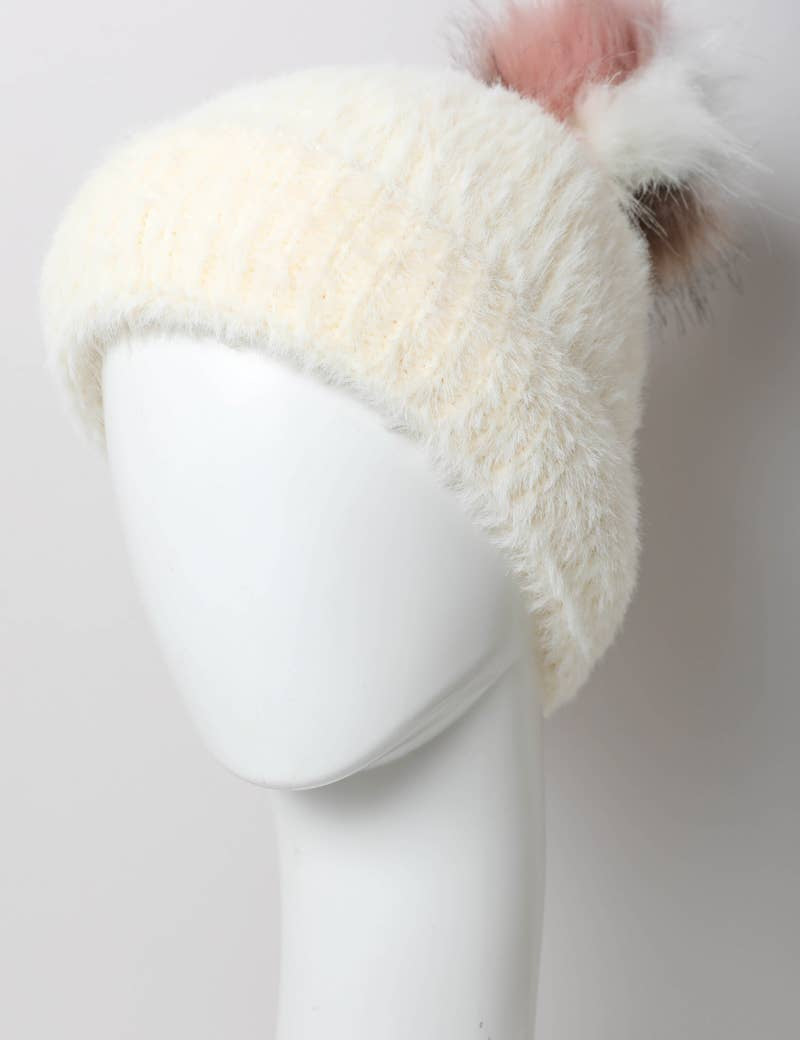 Plush Faux Mohair Knit Beanie